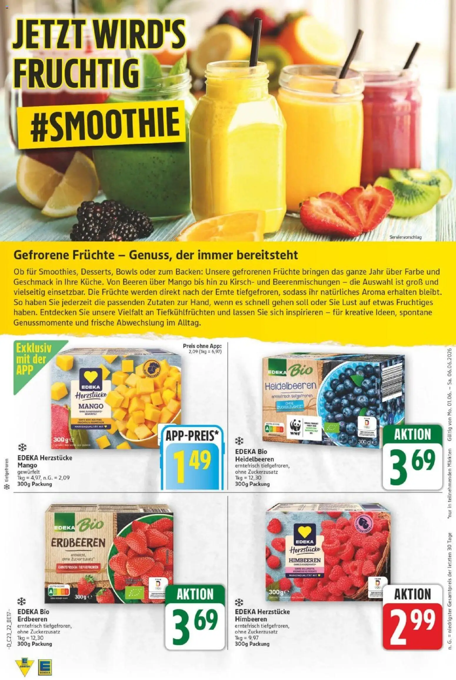 E center Prospekt – gültig ab 01.06.2026 | Seite: 22 | Produkte: Heidelbeeren, Zucker, Mango, Erdbeeren