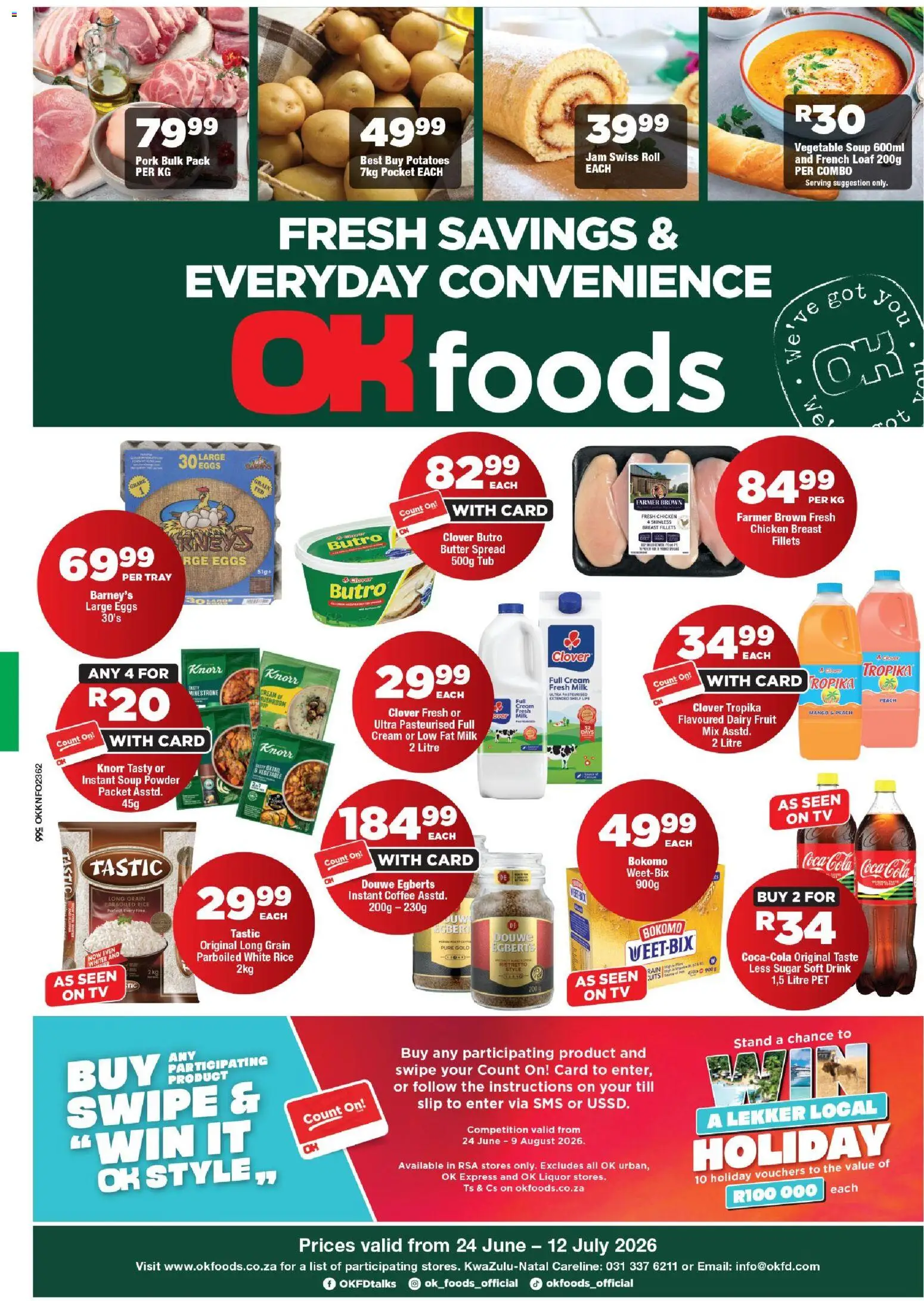 New OK Foods catalogue – valid from 24/06/2026 | Page: 1 | Products: TV, Butter, Rice, Mango