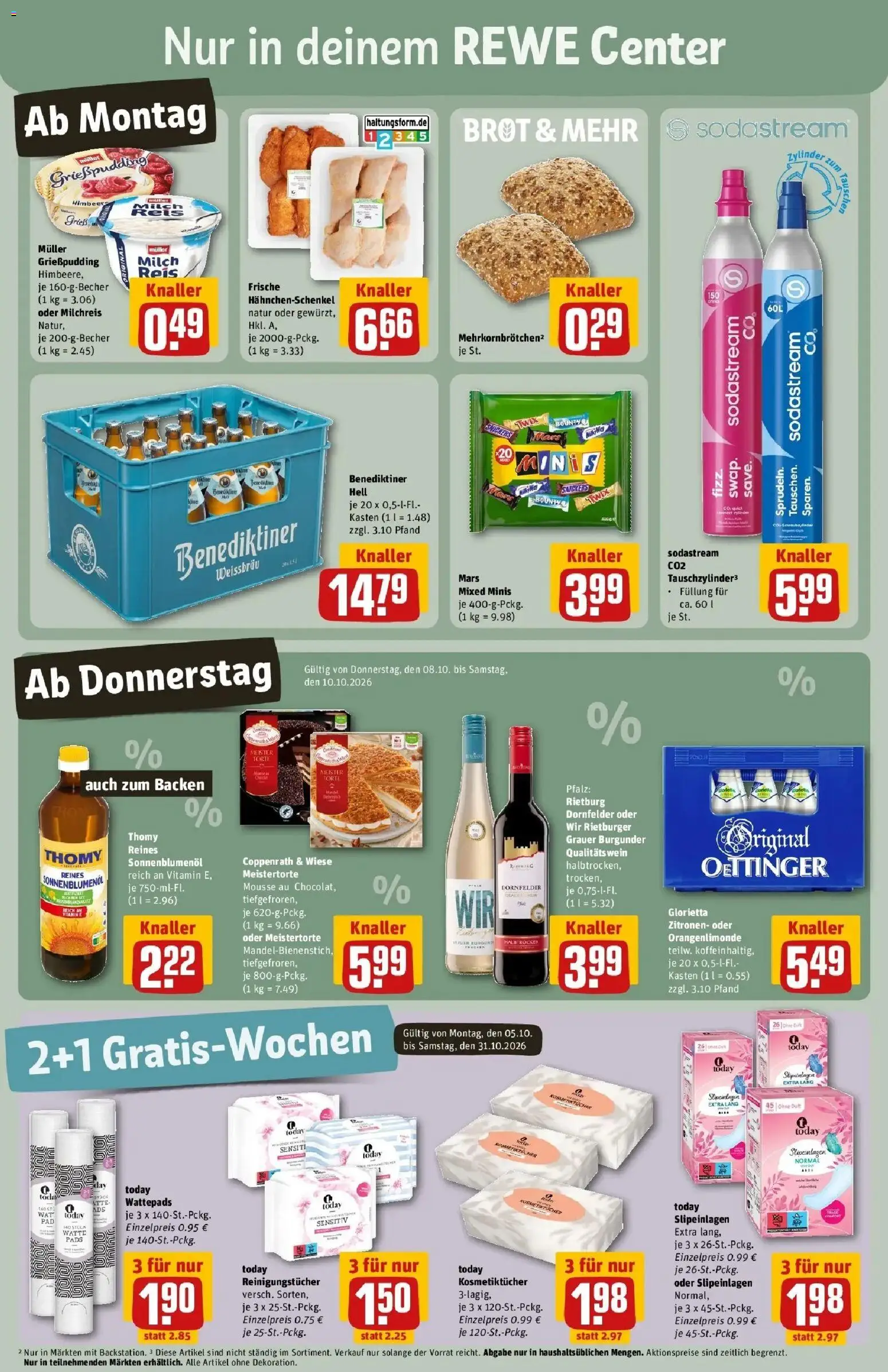 REWE Prospekt ab 05.10.2026 zum Blättern » Angebote | Seite: 5 | Produkte: Grieß, Sonnenblumenol, Oettinger, Himbeere