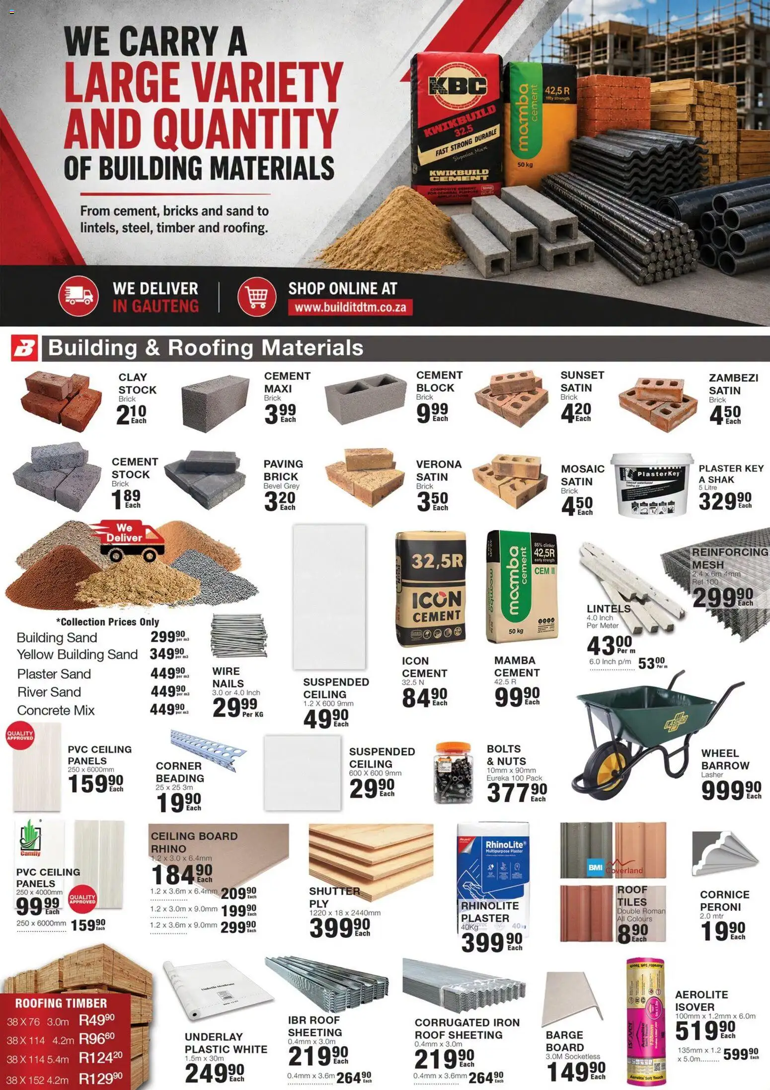 New Build It catalogue – valid from 16/07/2026 | Page: 4 | Products: Iron, Nuts, Plaster, Cement