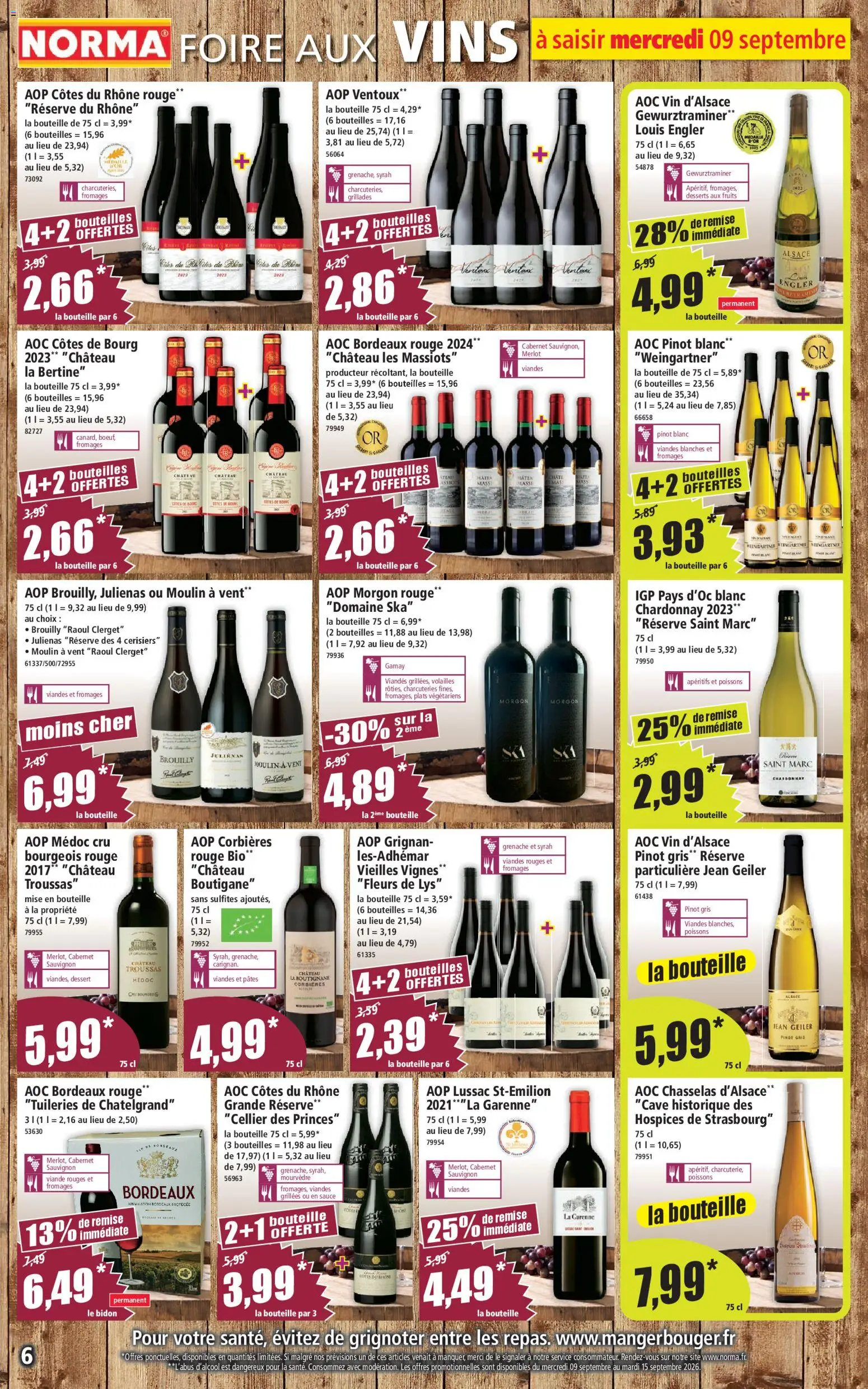 {H1} | Page: 6 | Produits: Brouilly, Poissons, Moulin à vent, Pâtes