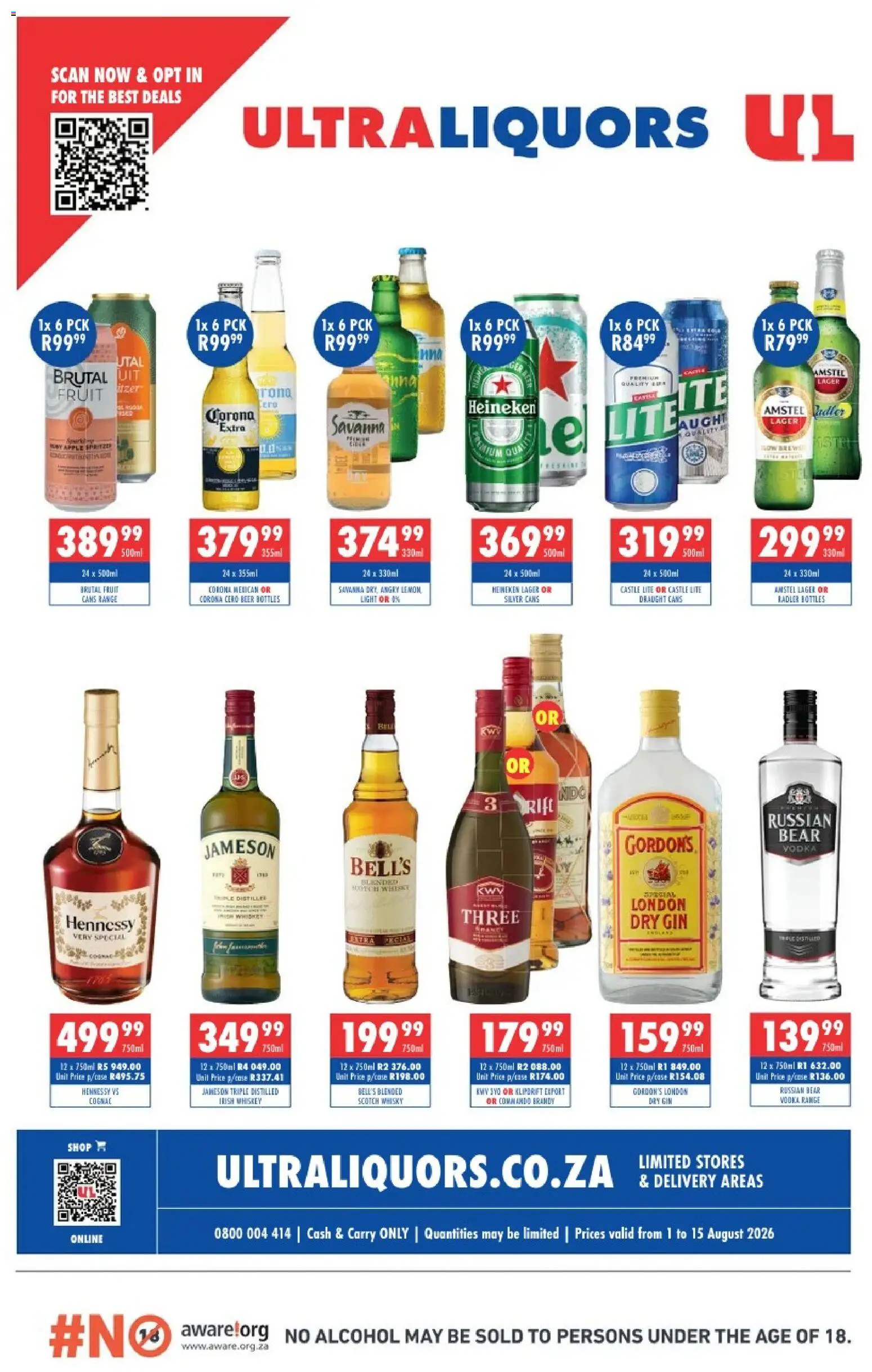 New Ultra Liquors catalogue – valid from 01/08/2026 | Page: 1 | Products: Brandy, Light, Vodka, Fruit