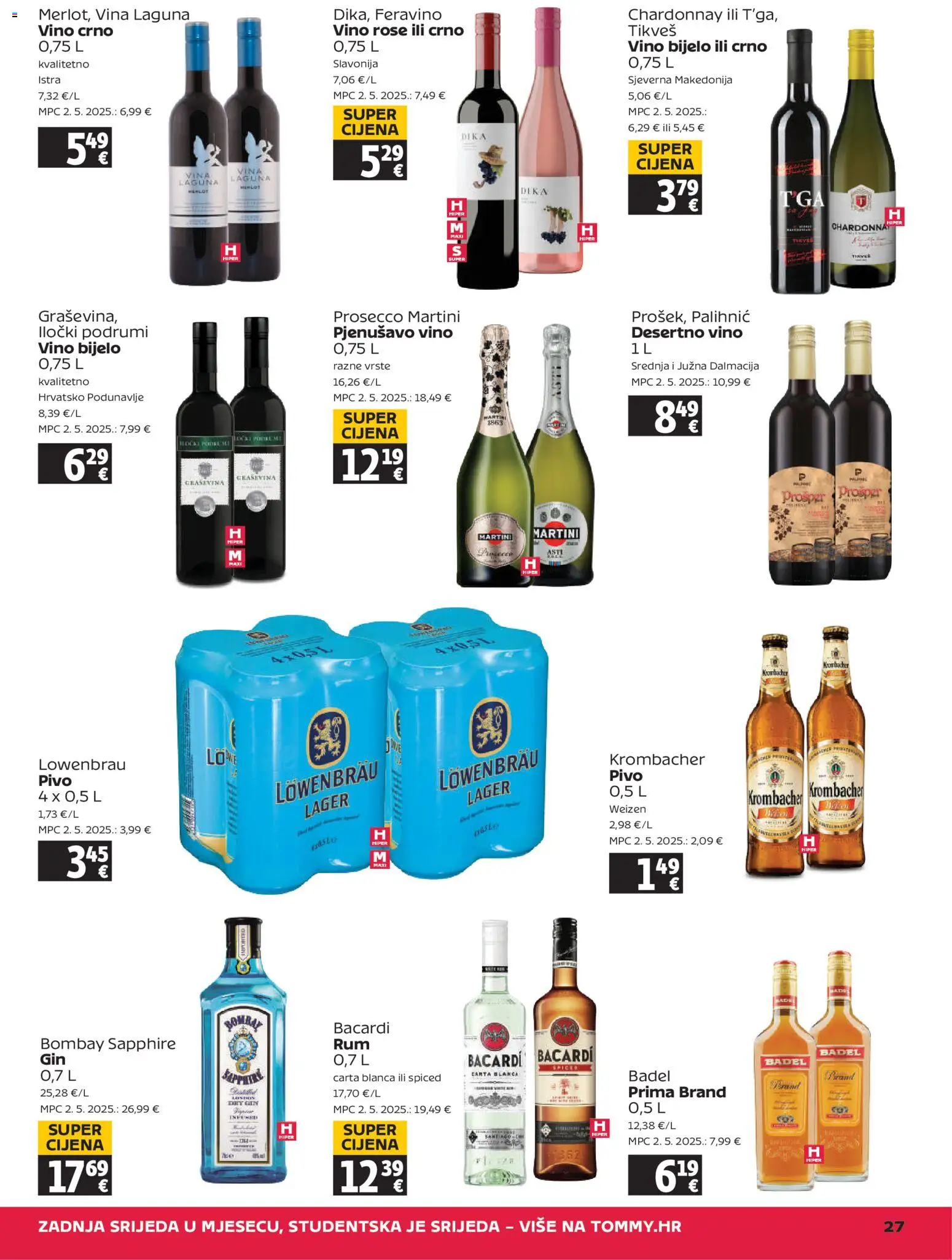 Tommy katalog | vrijedi od 22.10.2026 | Stranica: 27 | Proizvodi: Bacardi, Badel, Lager, Pjenušavo vino