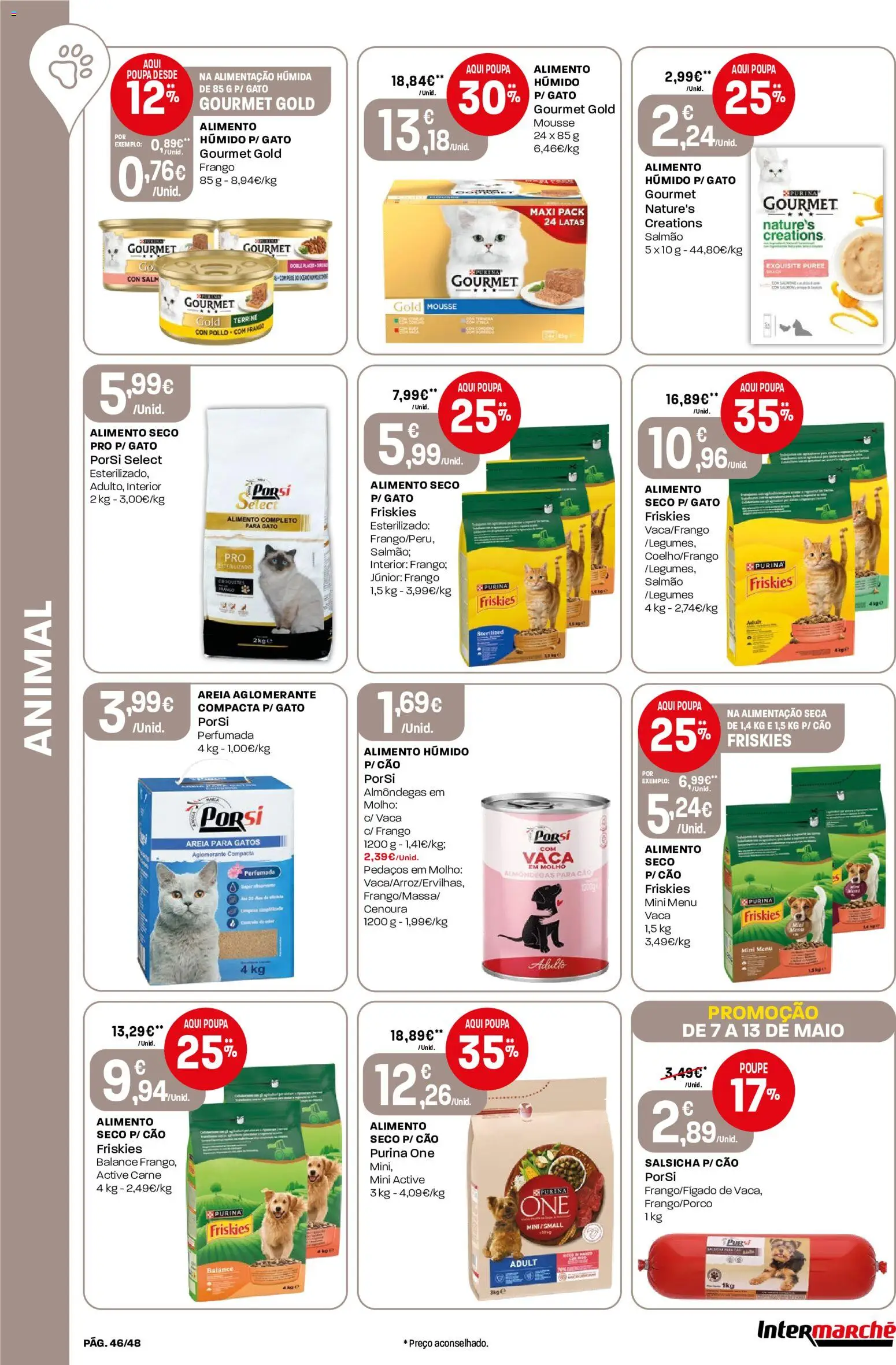Intermarché folheto │ válido de 07.05.2026 | Página: 46 | Produtos: Areia, Frango, Salmão, Carne