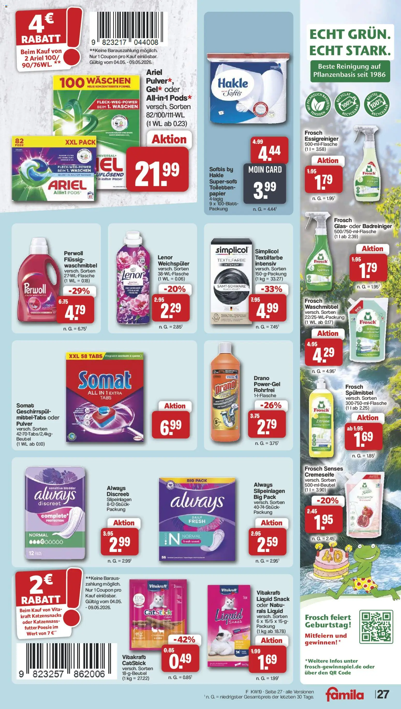 Famila Nordwest Prospekt 	 – gültig ab 04.05.2026 | Seite: 27 | Produkte: Essig, Perwoll, Wasser, Zitrone