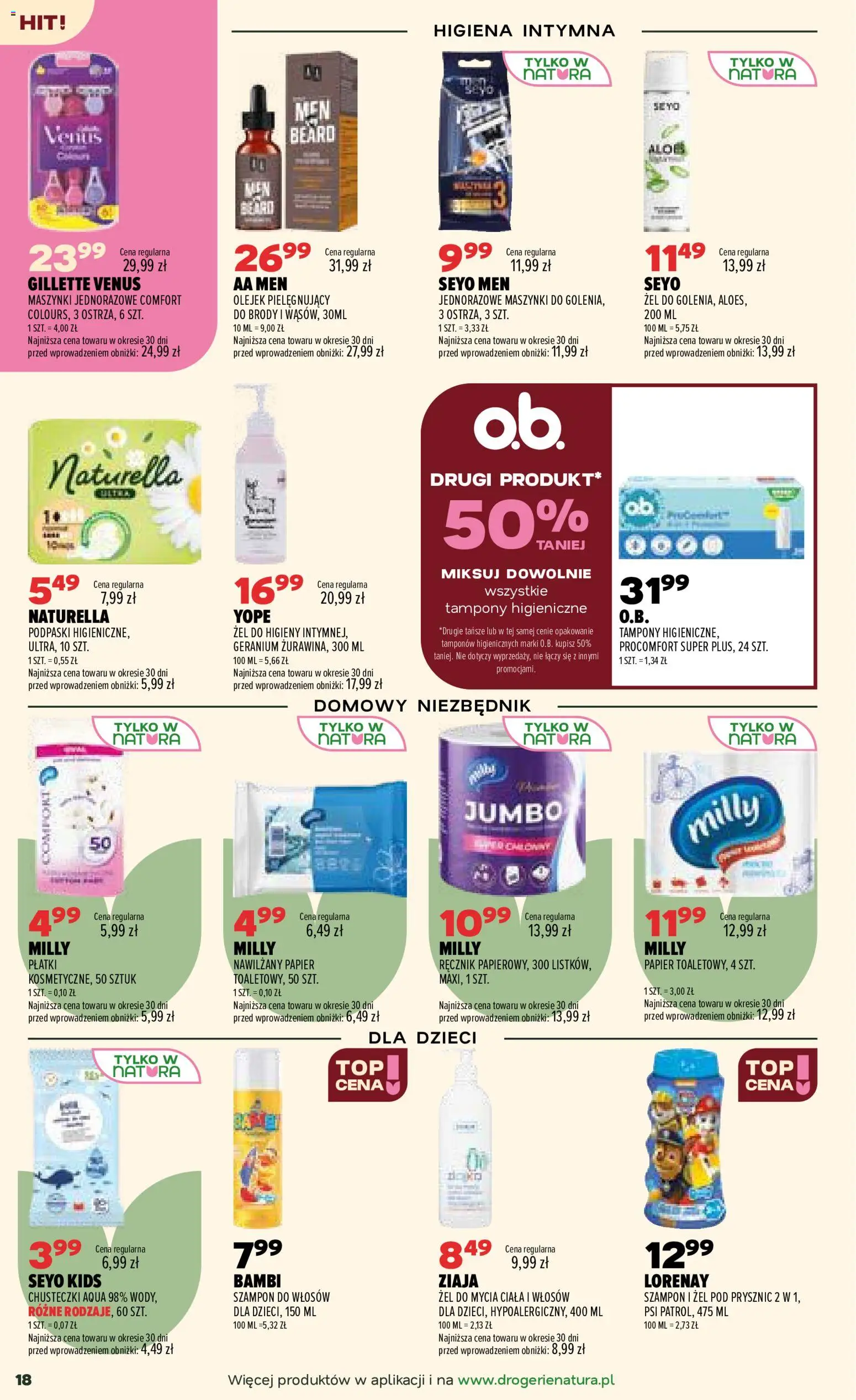 Drogerie Natura gazetka od 22.09.2026 | Strona: 18 | Produkty: Gillette, Szampon do włosów, Płatki, Żel pod prysznic