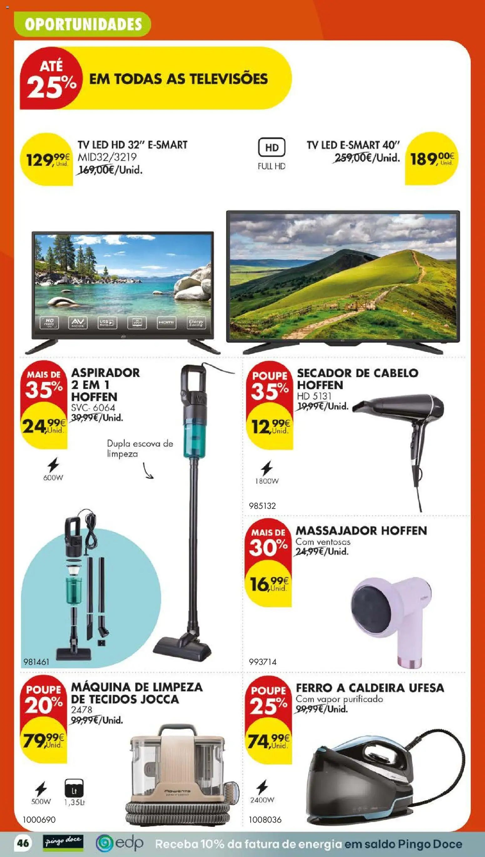 Pingo Doce folheto Poupe Este Fim de Semana │ válido de 29/10/2026 | Página: 54 | Produtos: Secador, Ferro, Secador de cabelo, Aspirador
