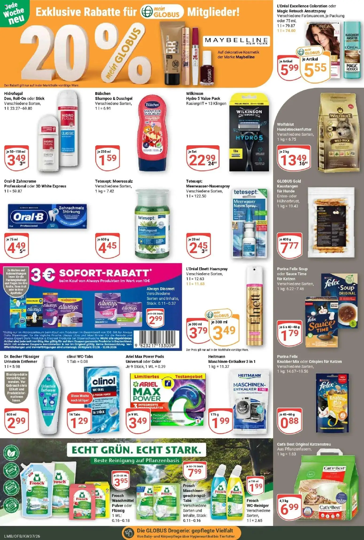 Globus Prospekt Limburg – gültig ab 07.09.2026 | Seite: 22 | Produkte: Ariel, Haarspray, Waschmittel, Höschen