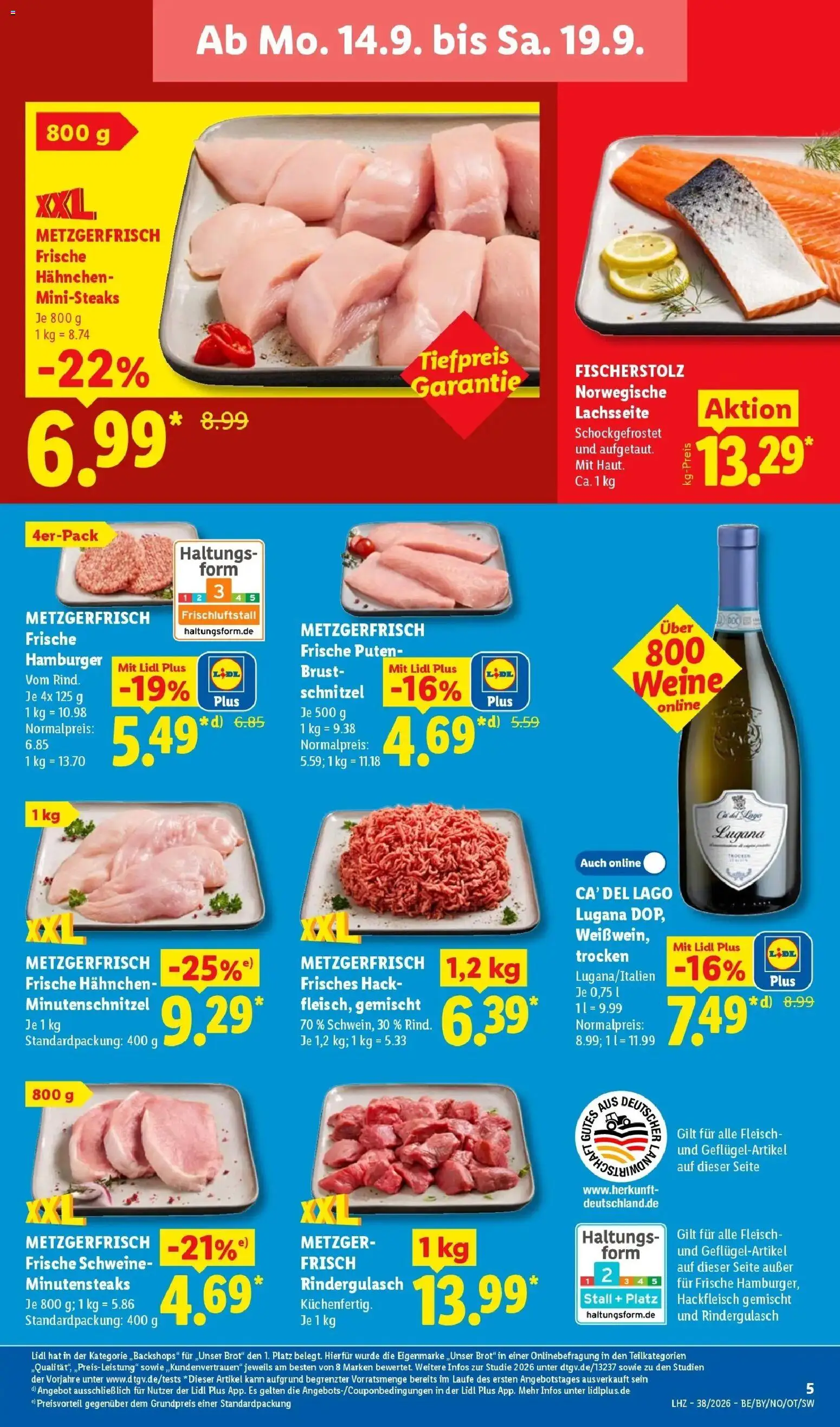 Lidl Prospekt Senftenberg (ab 14.09.2026) zum Blättern » Angebote | Seite: 13 | Produkte: Rindergulasch, Hahnchen, Fleisch, Hackfleisch