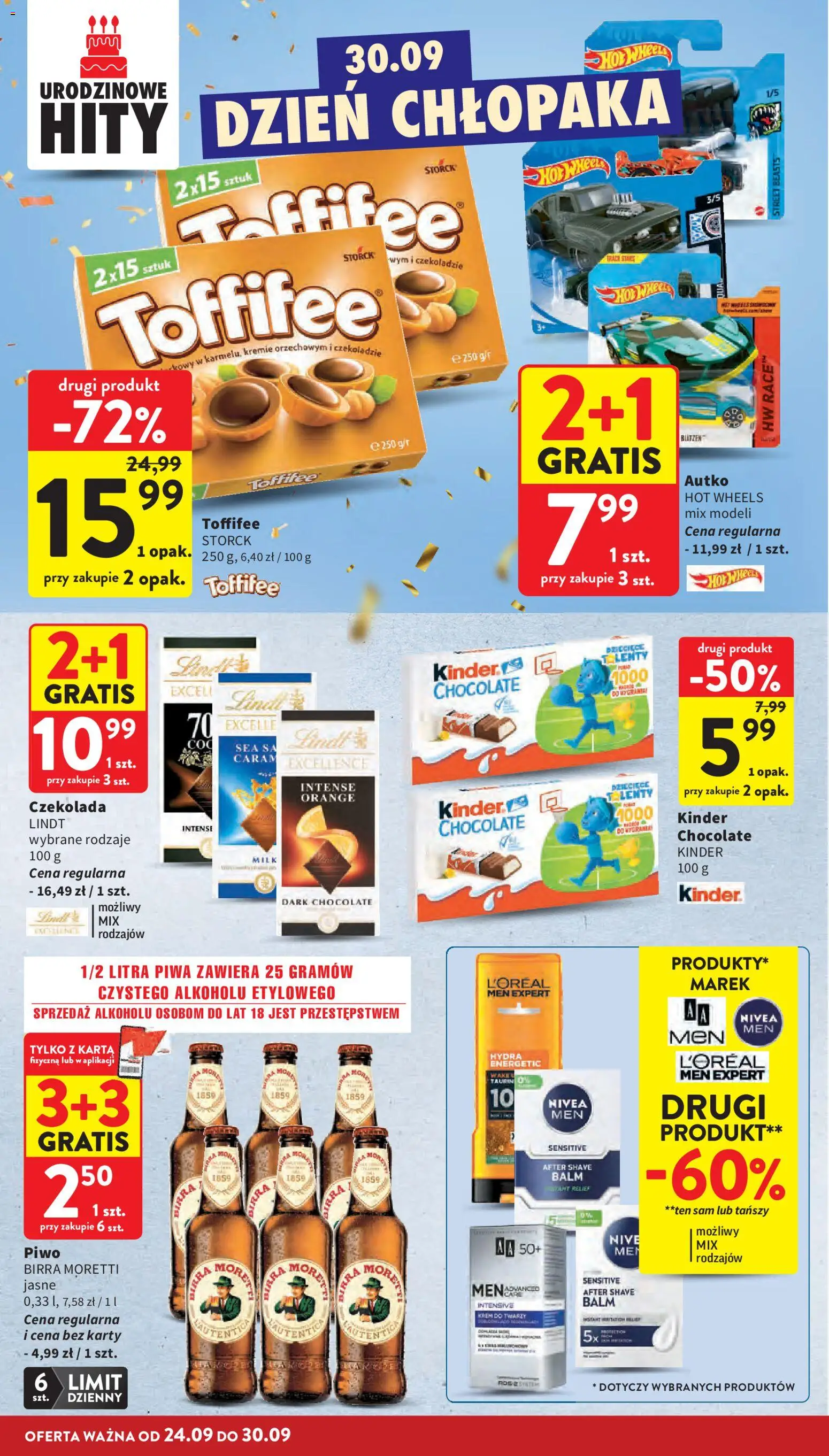 Intermarche gazetka od 24.09.2026 | Strona: 10 | Produkty: Lindt, Karta, Piwo, Krem