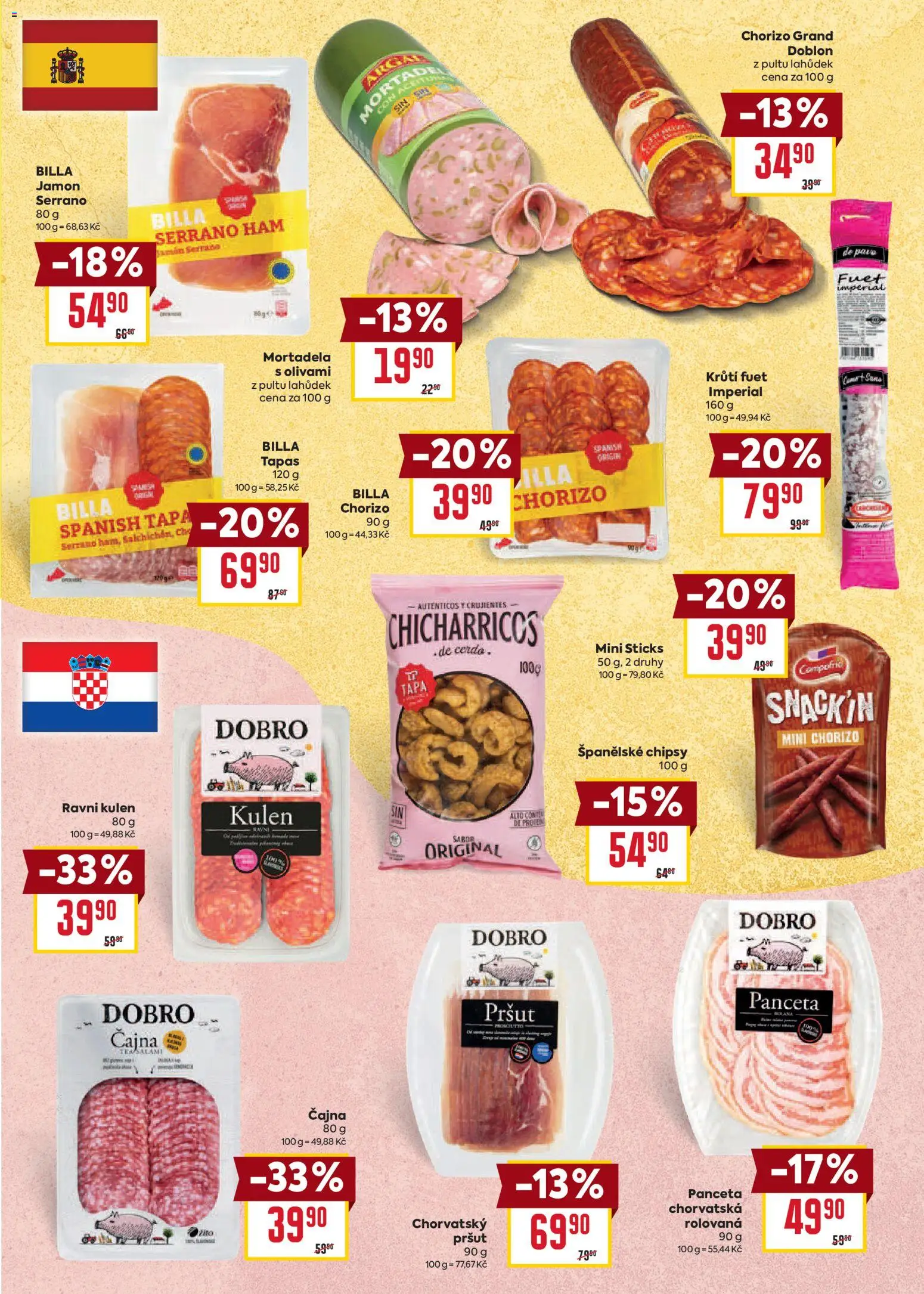 Billa leták - Bohatá chuť středomoří od 20.05.2026 | Strana: 3 | Produkty: Tapas, Prosciutto, Jamon, Chipsy