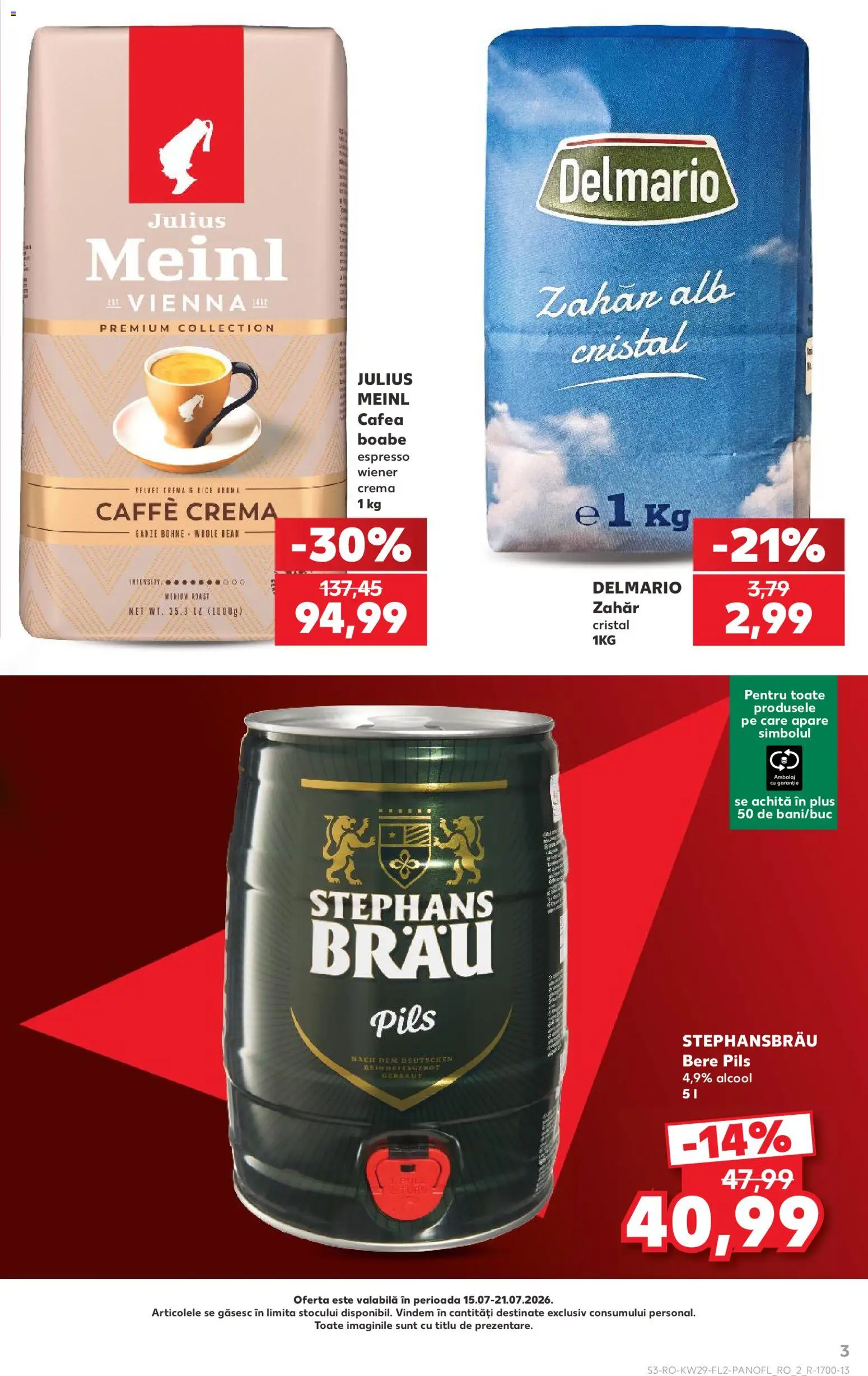 Noul catalog Kaufland – valabil de la 15.07.2026 | Pagină: 3 | Produse: Cremă, Cafea, Bere, Zahăr