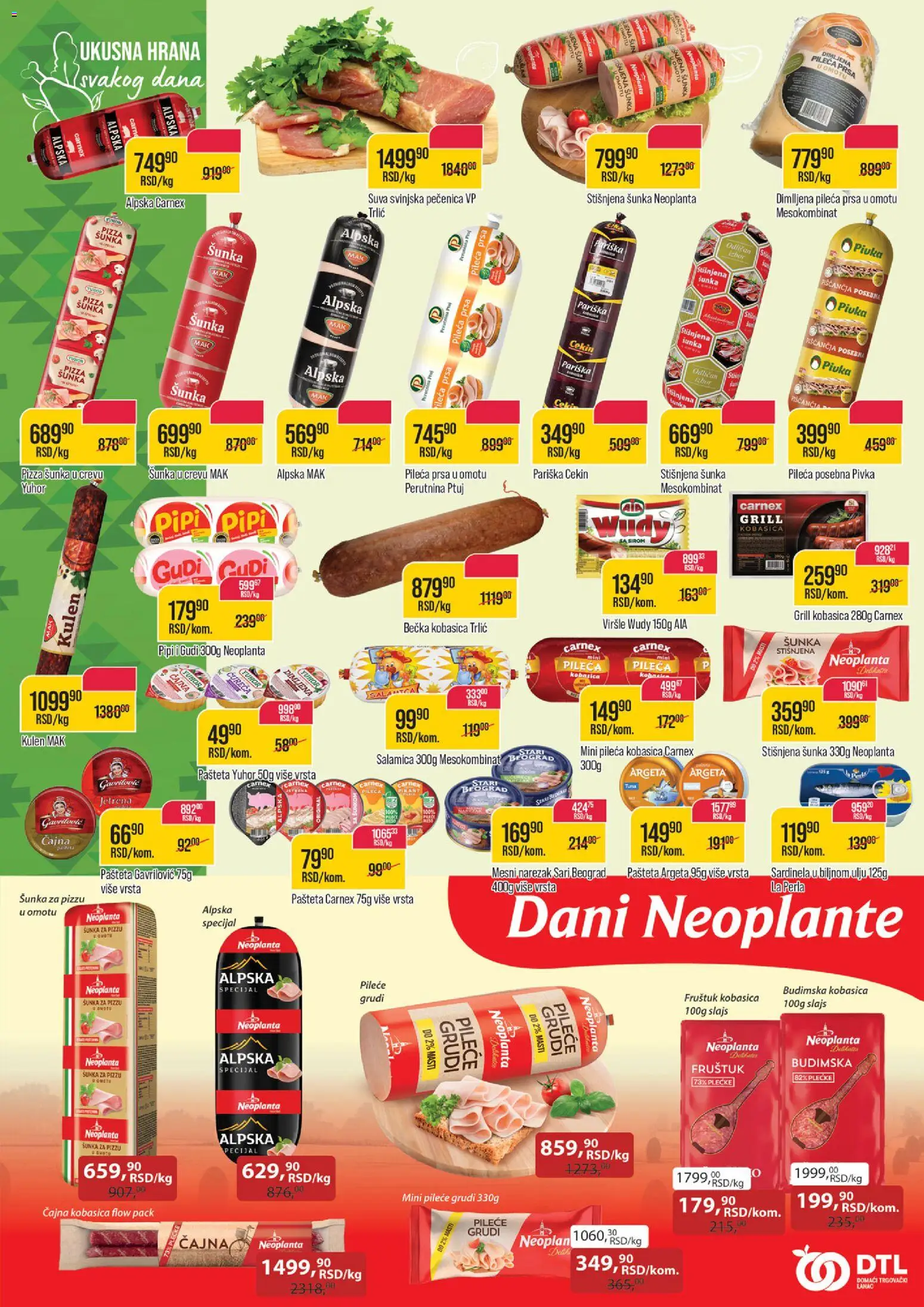 Zlatan Trag katalog - važi od 08.04.2026 | Strana: 6 | Proizvode: Viršle, Pileće grudi, Pizza šunka, Mesni narezak