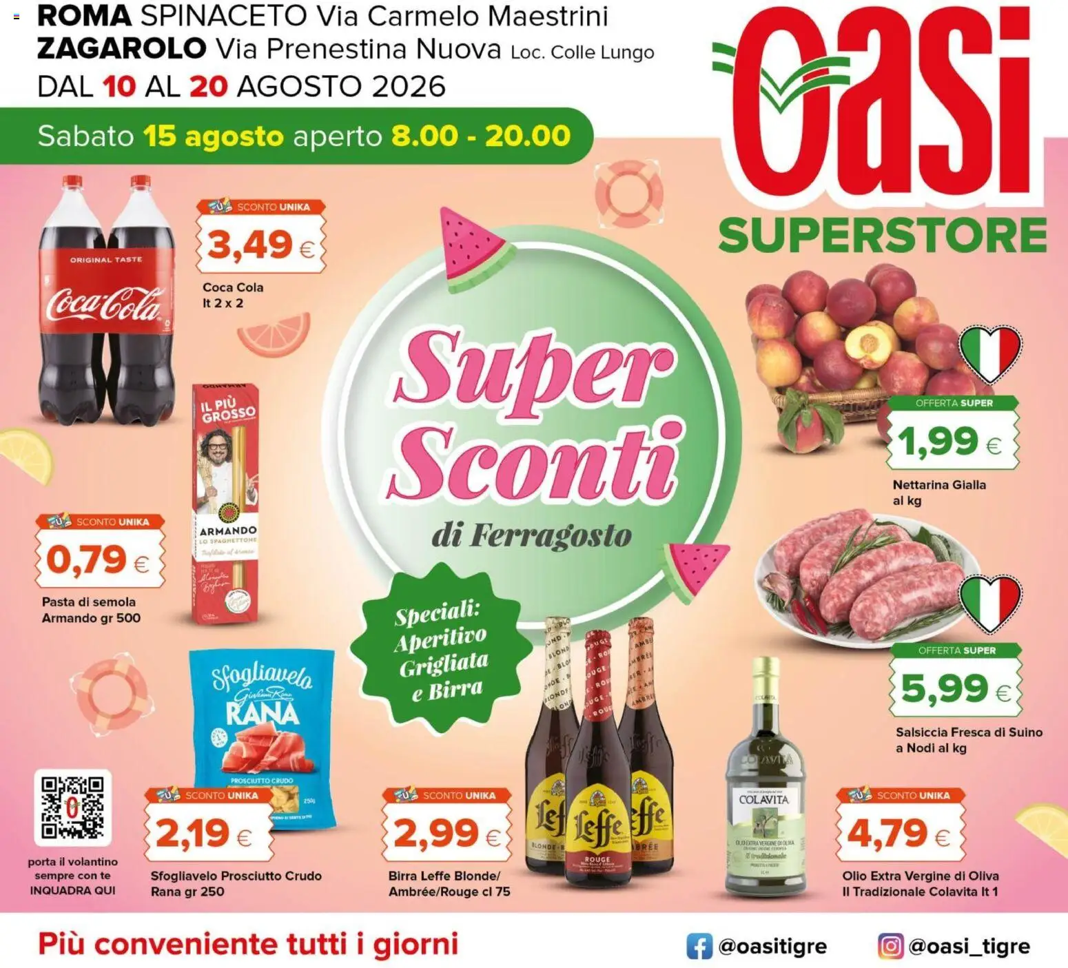 Volantino Oasi del 10/08/2026 | Pagina: 1 | Prodotti: Tè, Olio, Salsiccia, Semola