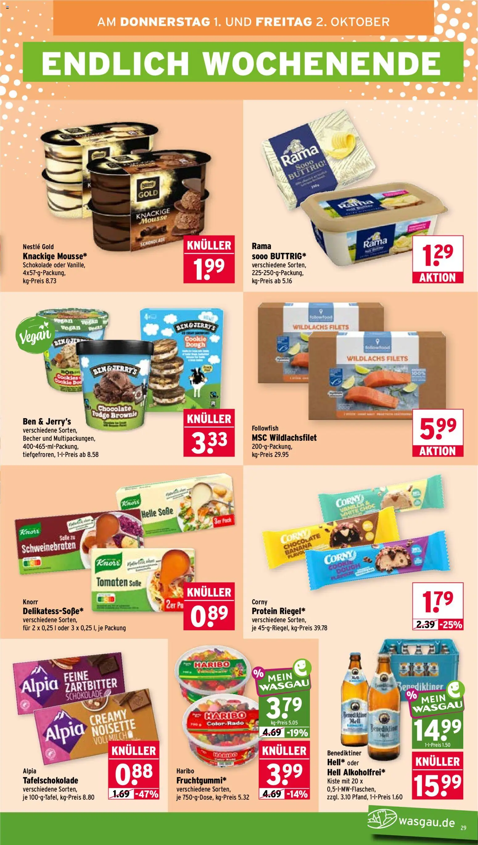 Wasgau Prospekt – gültig ab 28.09.2026 | Seite: 29 | Produkte: Haribo, Schokolade, Tomaten, Knorr