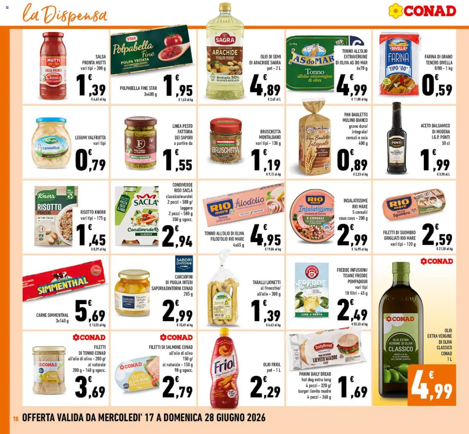 Volantino Conad del 17.06.2026 | Pagina: 16 | Prodotti: Riso, Cereali, Insalata, Taralli