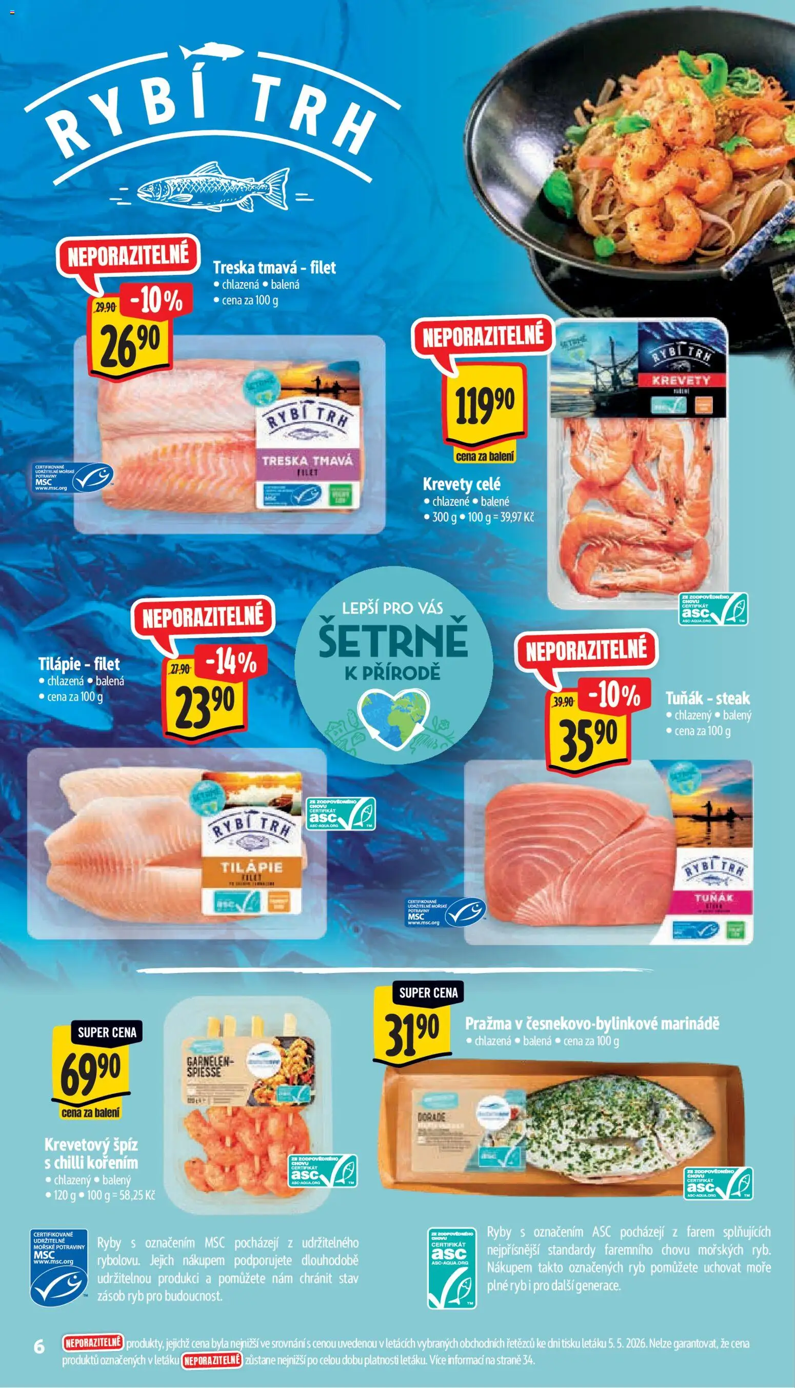 Albert leták - Hypermarket od 13.05.2026 | Strana: 12 | Produkty: Treska, Pražma, Ryby, Krevety