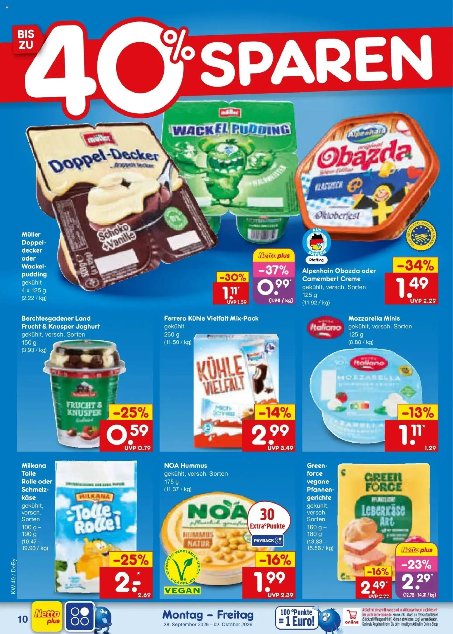 Netto Marken-Discount Prospekt Buttenwiesen – gültig ab 28.09.2026 | Seite: 14 | Produkte: Milkana, Mozzarella, Pudding, Leberkase