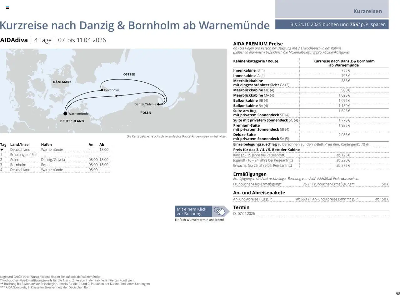 Aida Sommer 2026 – gültig ab 01.03.2026 | Seite: 98 | Produkte: Bett
