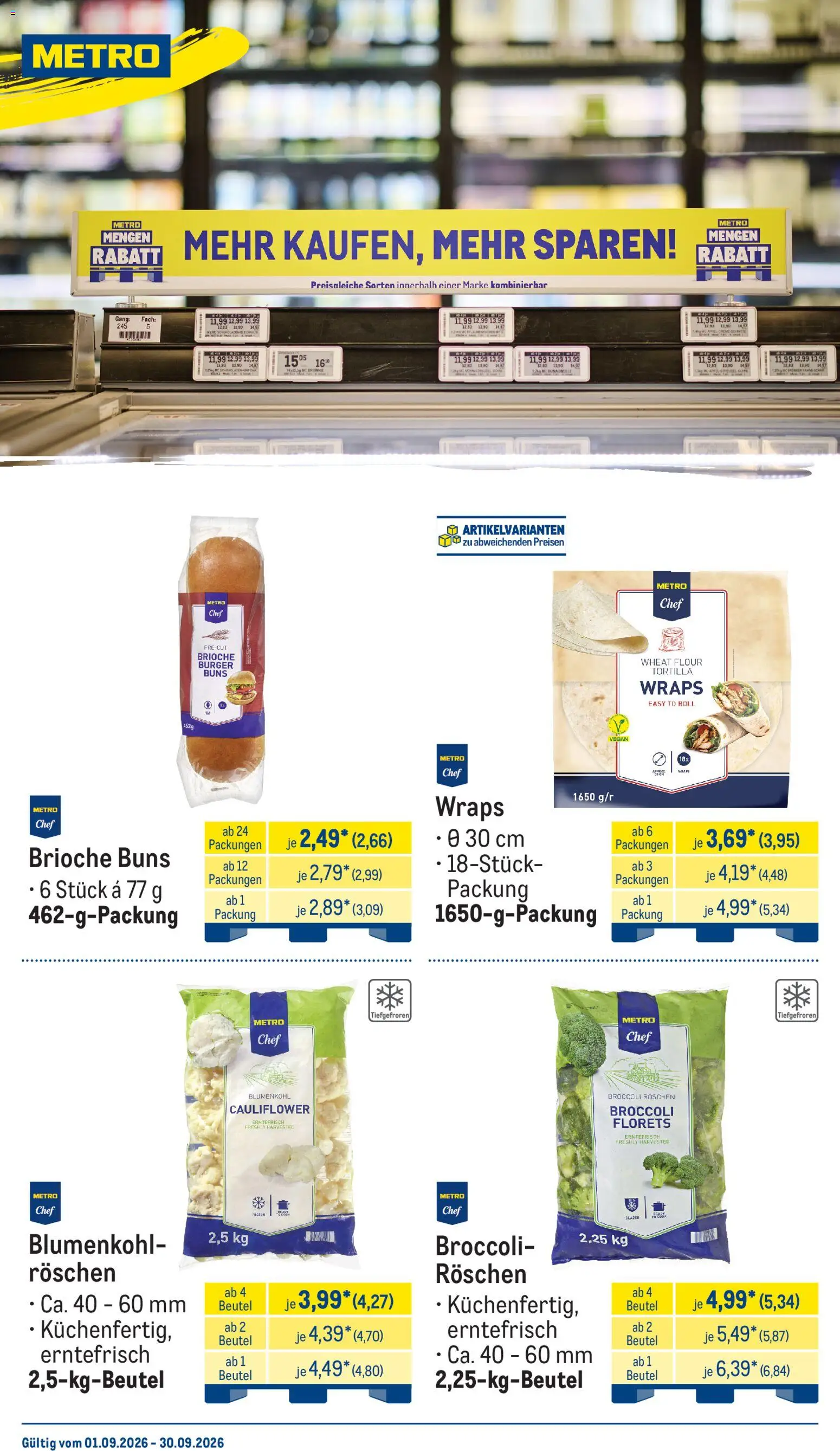 Metro Monats-Menü – gültig ab 01.09.2026 | Seite: 10 | Produkte: Burger, Blumenkohl