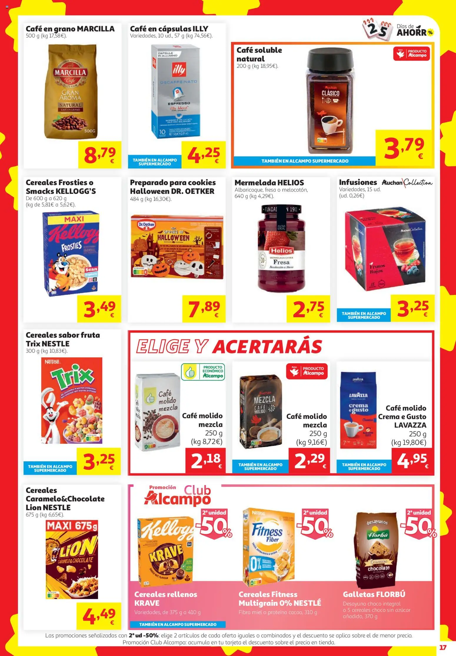 Alcampo HG Ferrol │ válido desde el 08/10/2026 | Página: 17 | Productos: Miel, Cereales, Café en cápsulas, Cereales Fitness