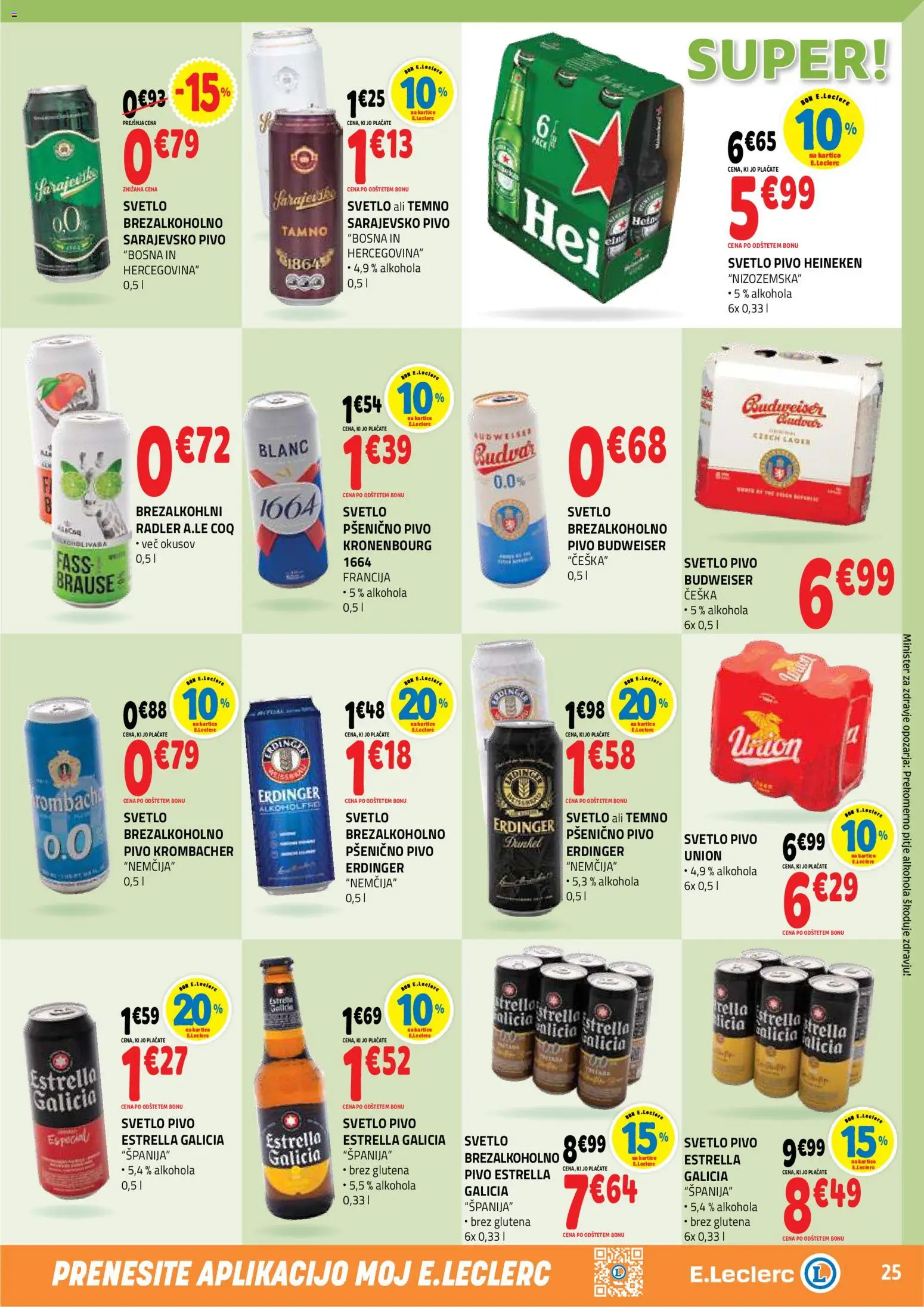 Novi E.leclerc katalog ponudbe – veljaven od 30.09.2026 | Stran: 25 | Izdelki: Heineken, Radler, Pivo