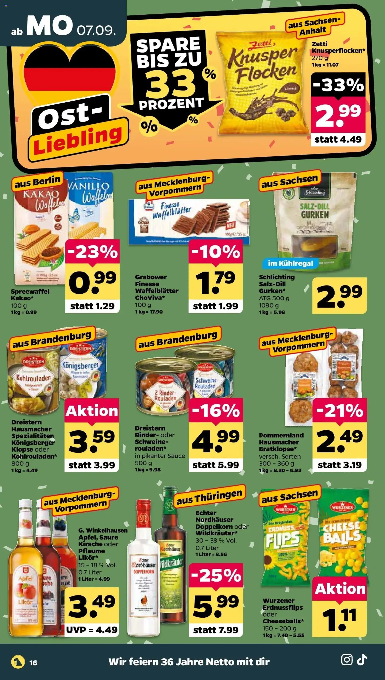 Netto Aktueller Prospekt ab 06.09.2026 → Angebote nächste Woche | Seite: 18 | Produkte: Äpfel, Waffeln, Gurken, Flocken