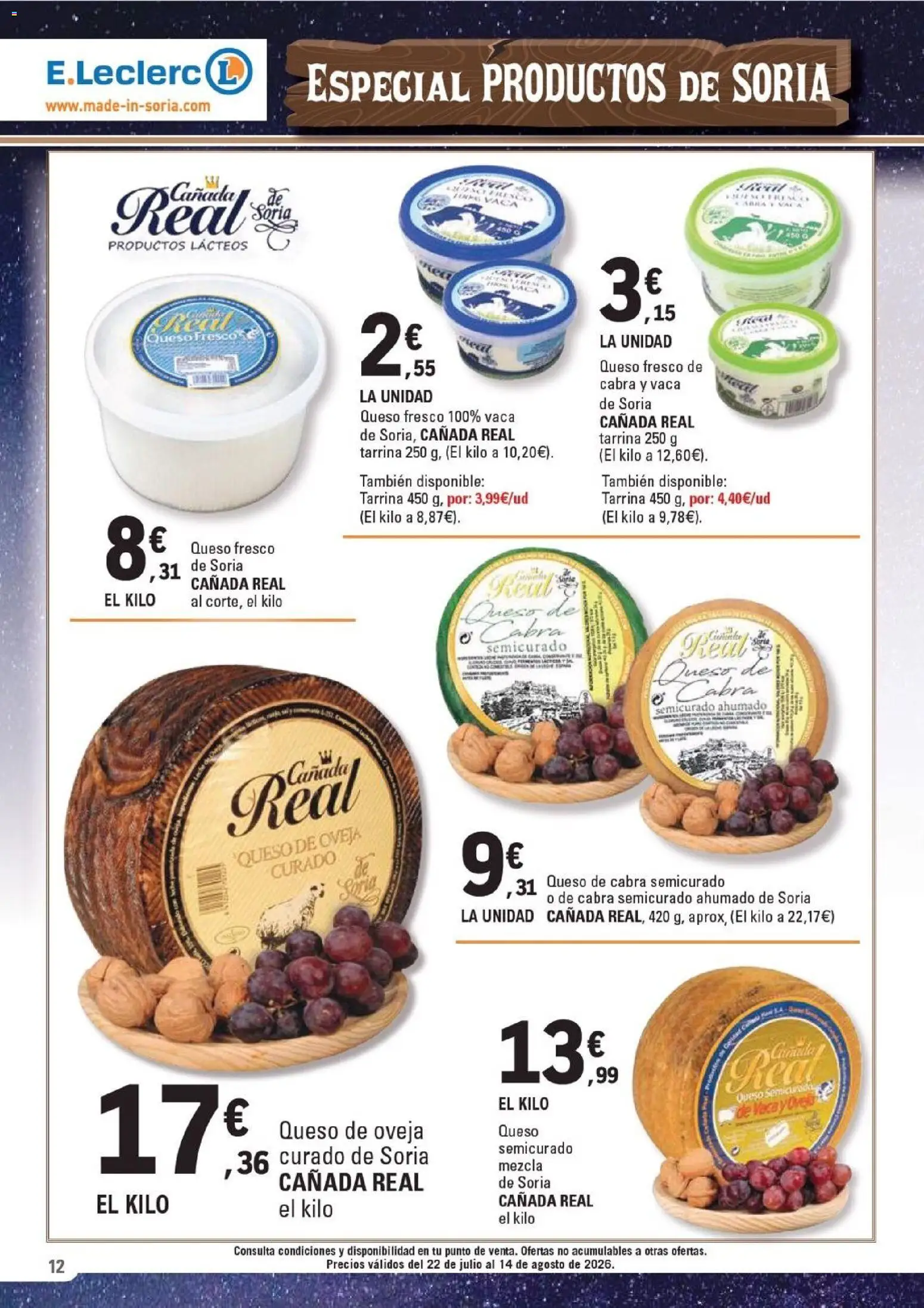E.Leclerc Soria │ válido desde el 22/07/2026 | Página: 12 | Productos: Queso de oveja, Queso, Queso fresco