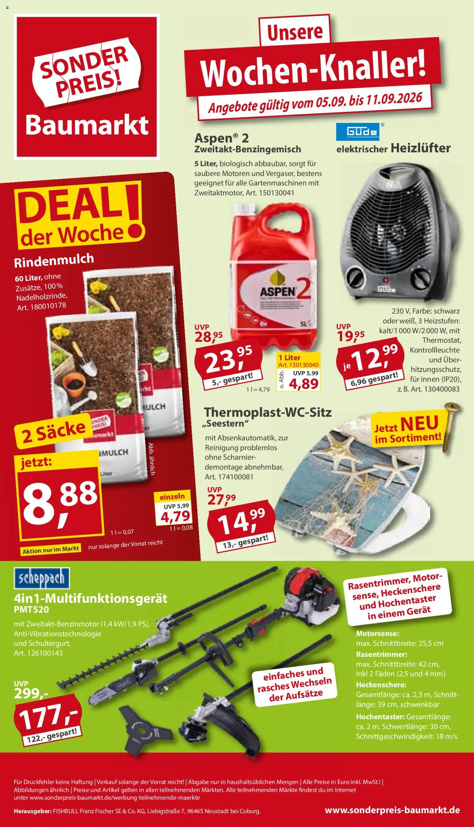 Sonderpreis Baumarkt Prospekt – gültig ab 05.09.2026 | Seite: 1 | Produkte: Rindenmulch