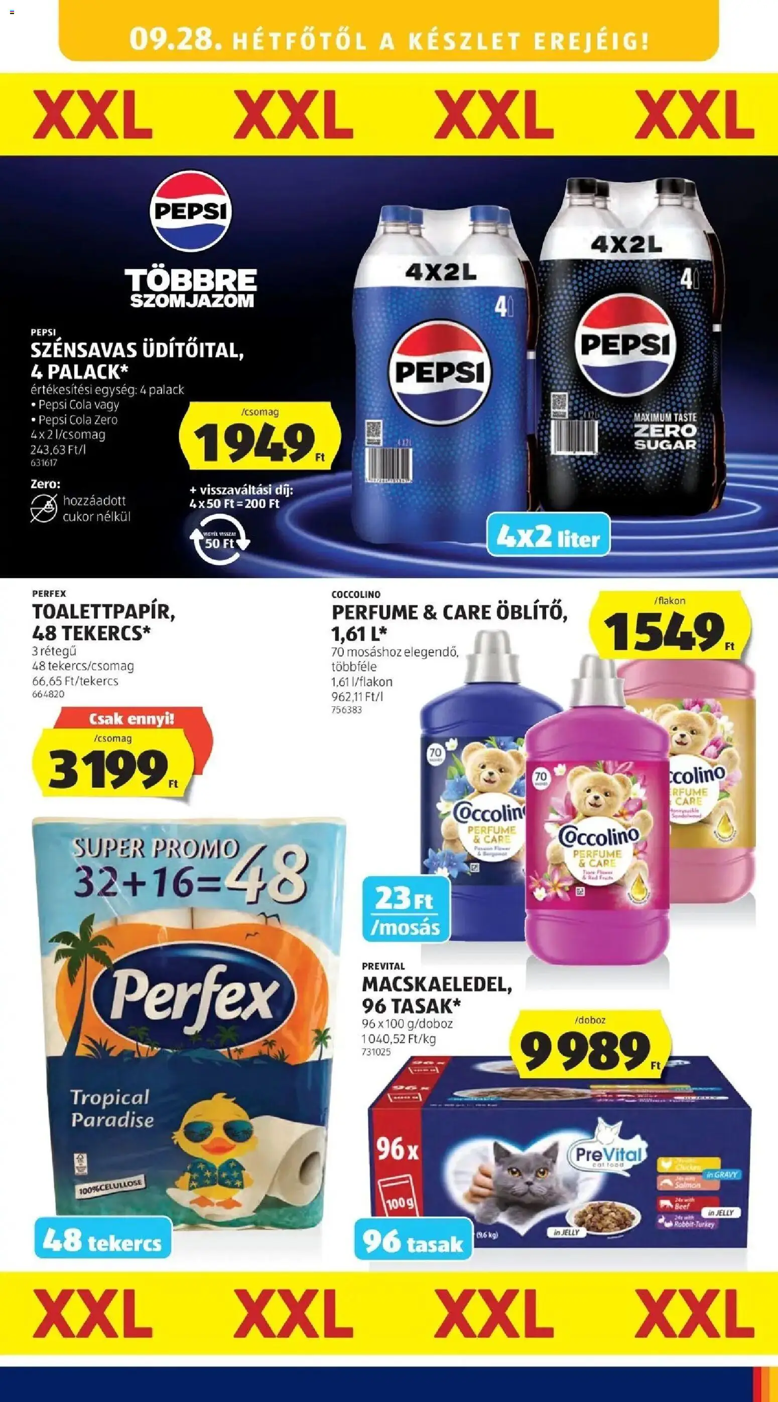 Aldi aktuális akciós újság - 2026.09.19. -tól/töl > akció, lapozható szórólap 🛍️ | Oldal: 21 | Termékek: Coccolino, Pepsi, Prevital, Cukor