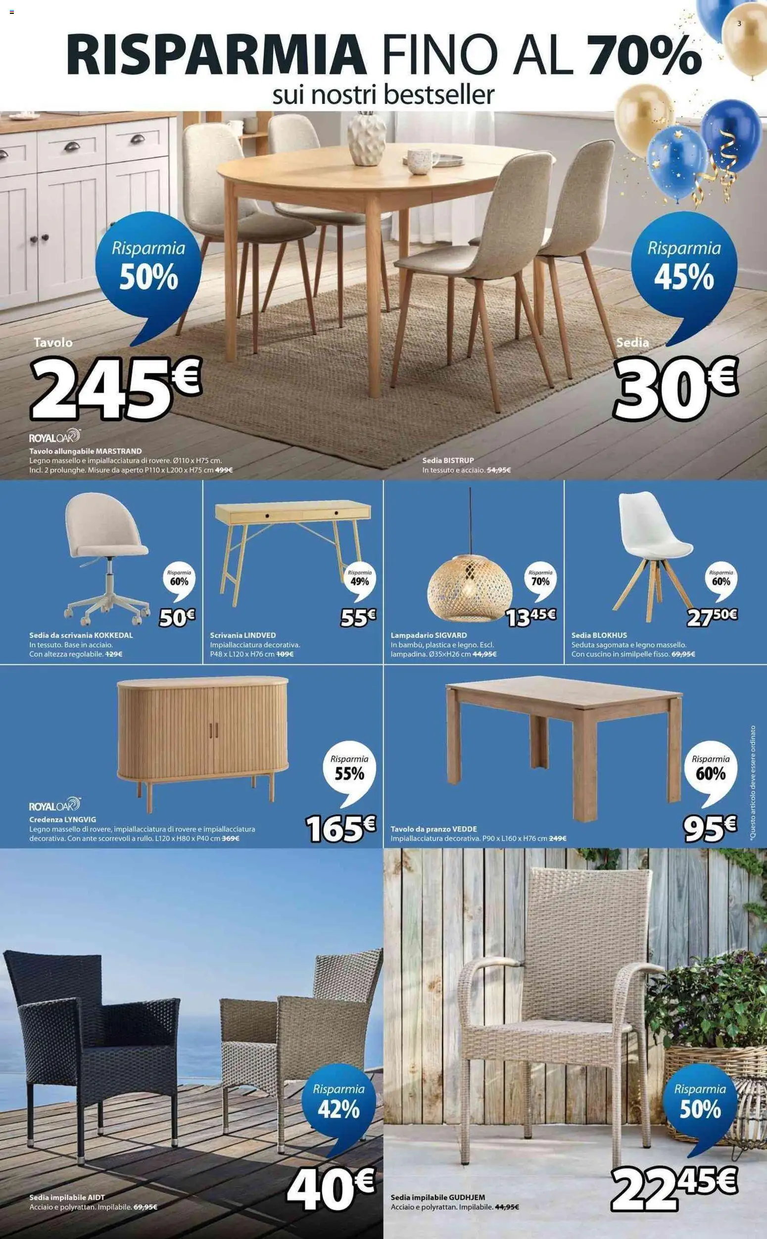 Volantino JYSK del 17.04.2026 | Pagina: 3 | Prodotti: Cuscino, Tavolo, Credenza, Scrivania