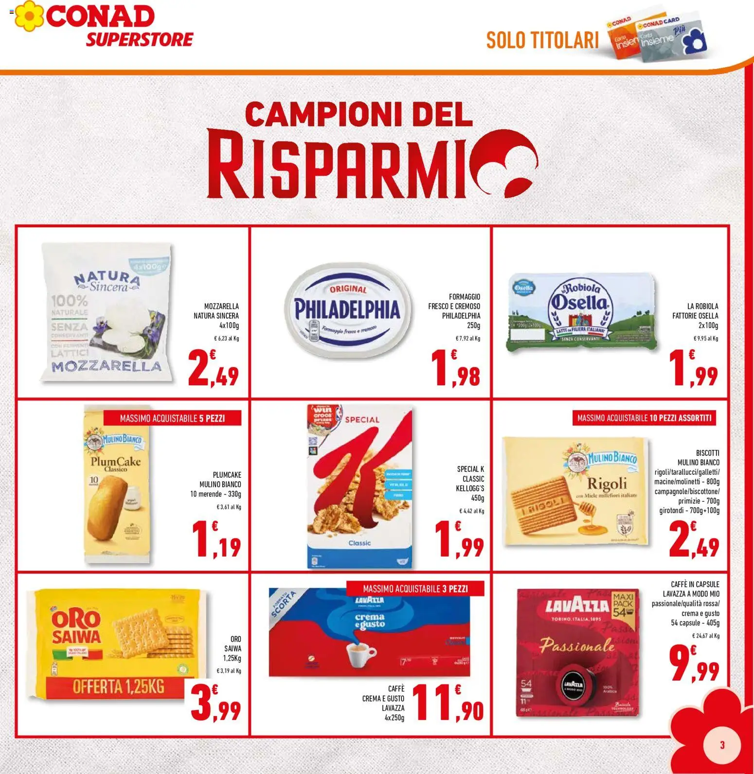 Volantino Conad del 09/09/2026 | Pagina: 3 | Prodotti: Crema, Caffè, Latte, Lavazza