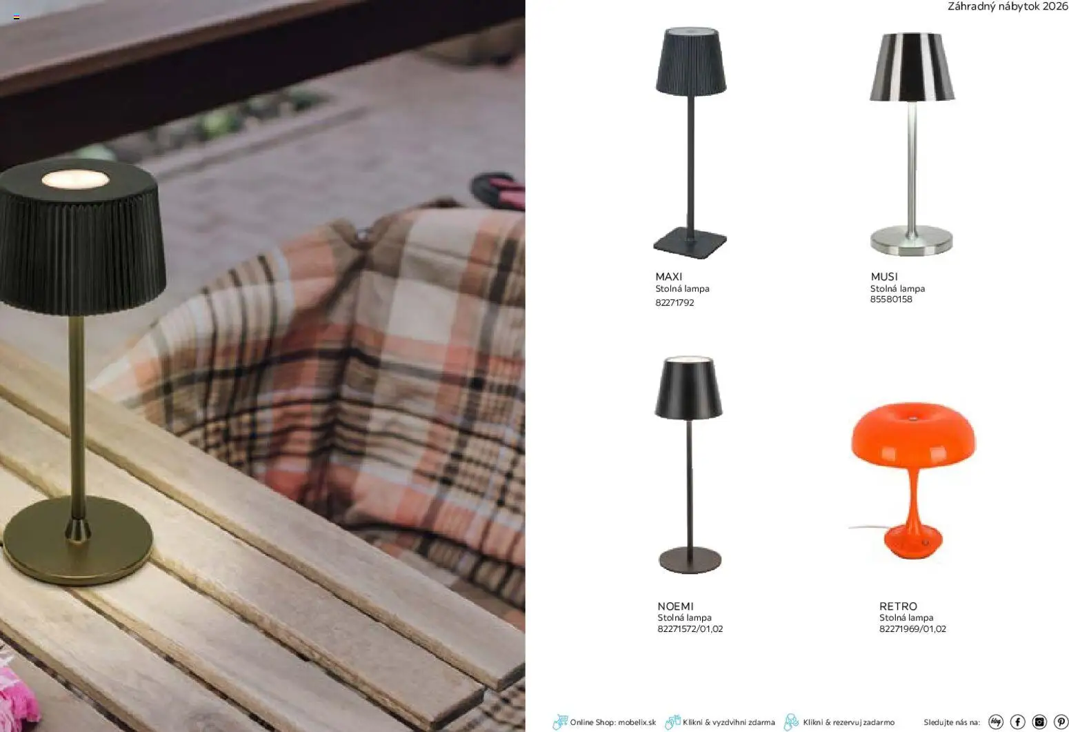 Nové Möbelix akcie – leták je platný od 01.03.2026 | Strana: 87 | Produkty: Nábytok, Lampa, Stolná lampa, Záhradný nábytok