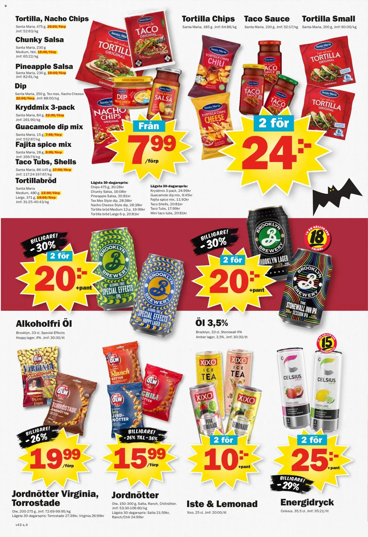 Pekås reklamblad aktuell från 19/10/2026 | Sida: 4 | Produkter: Tortillabröd, Jordnötter, Guacamole, Nötter
