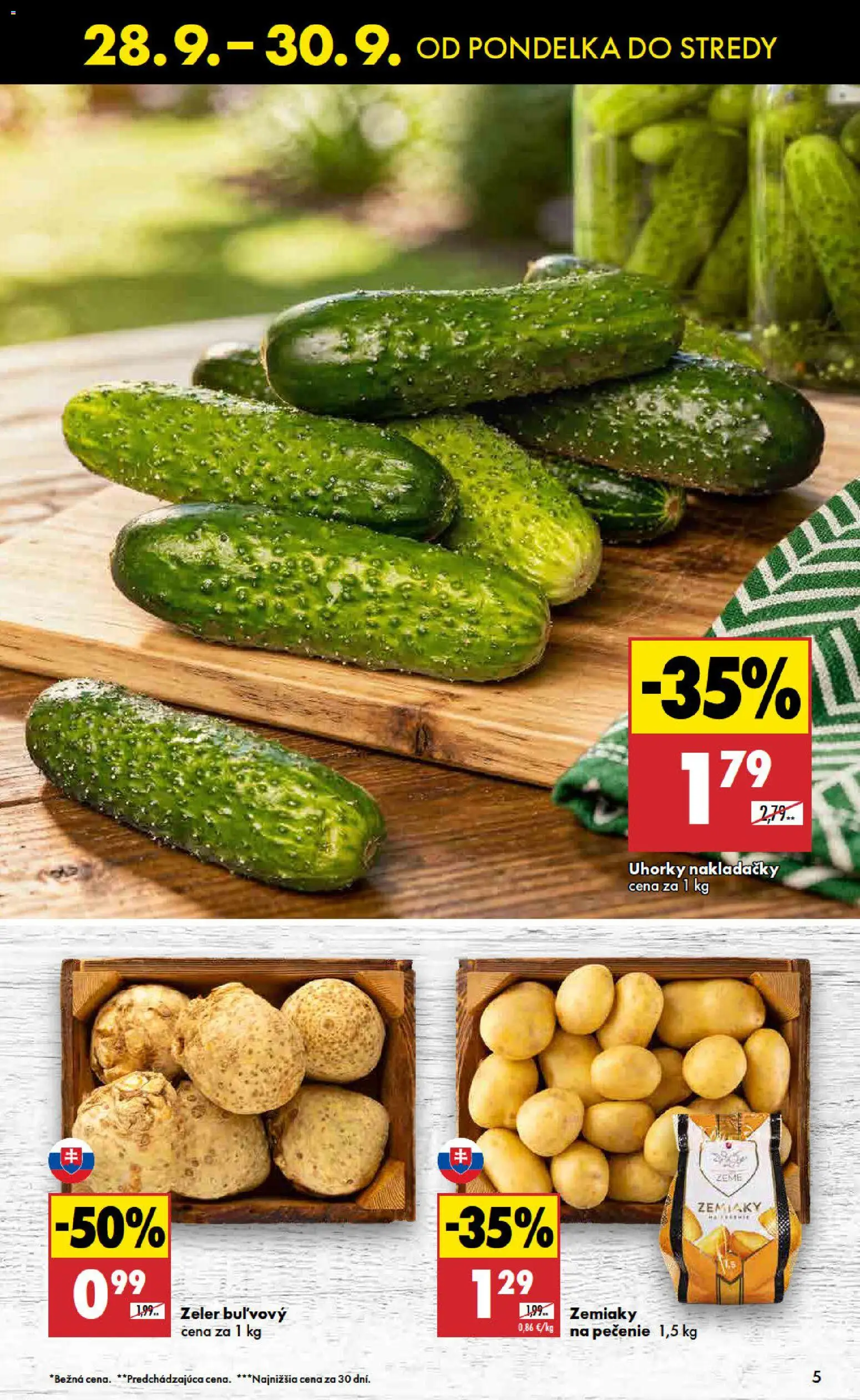 Nové Biedronka akcie – leták je platný od 28.09.2026 | Strana: 5 | Produkty: Zemiaky, Uhorky, Zeler