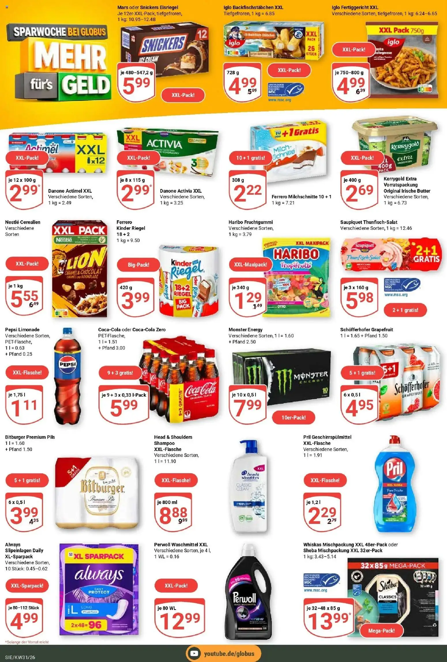 Globus Prospekt Siegen – gültig ab 27.07.2026 | Seite: 23 | Produkte: Actimel, Head & shoulders, Perwoll, Pepsi