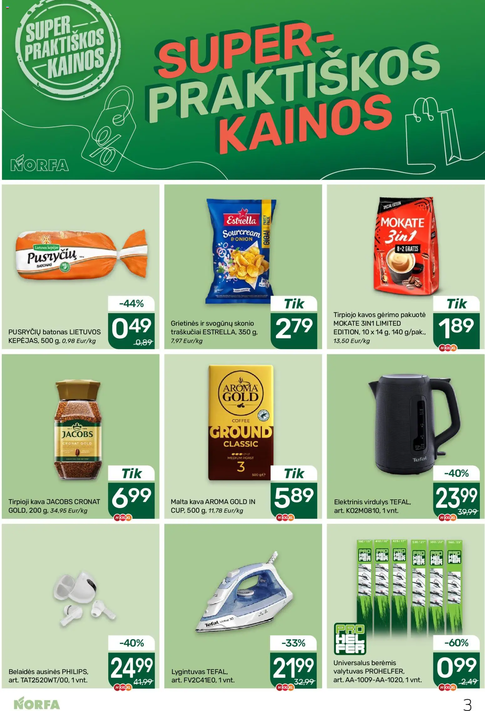 NORFA akcijos nuo 2026.09.03 | Puslapis: 3 | Prekių: Batonas, Tirpioji kava, Kava, Virdulys