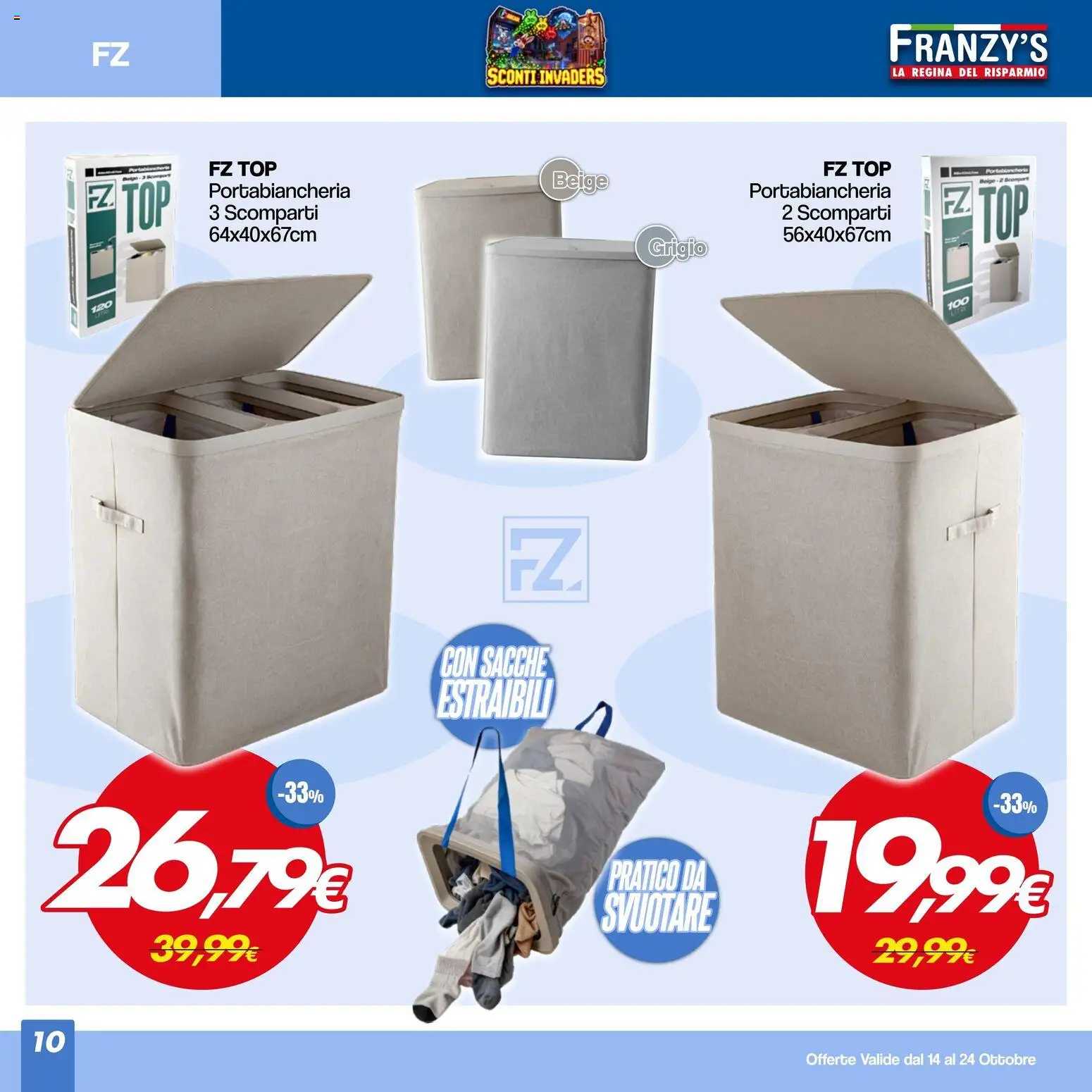 Volantino Franzy's del 14/10/2026 | Pagina: 10 | Prodotti: Top, Portabiancheria