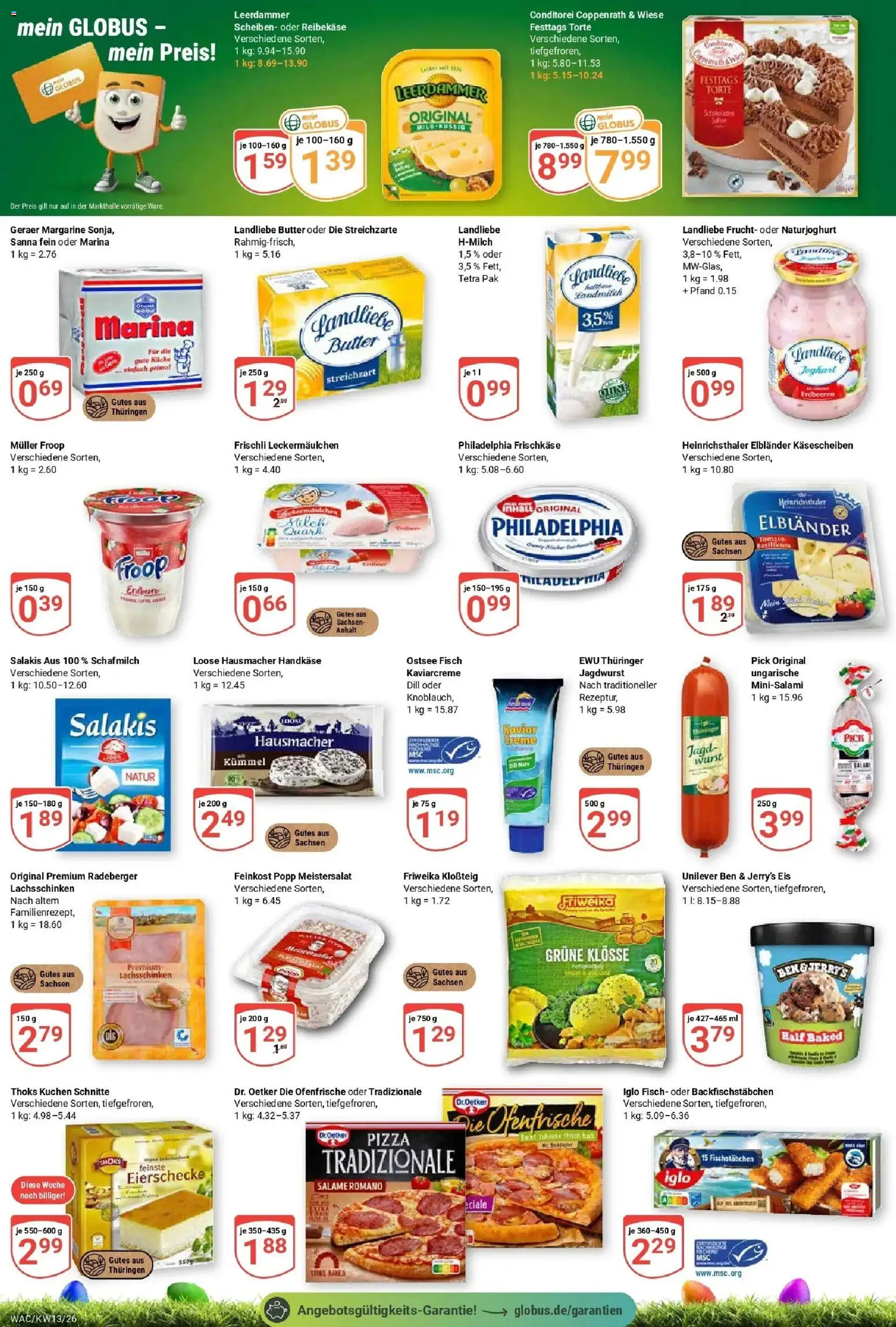 Globus prospekt Markkleeberg	 – gültig ab 23.03.2026 | Seite: 4 | Produkte: Wurst, Salakis, Eis, Frischkase