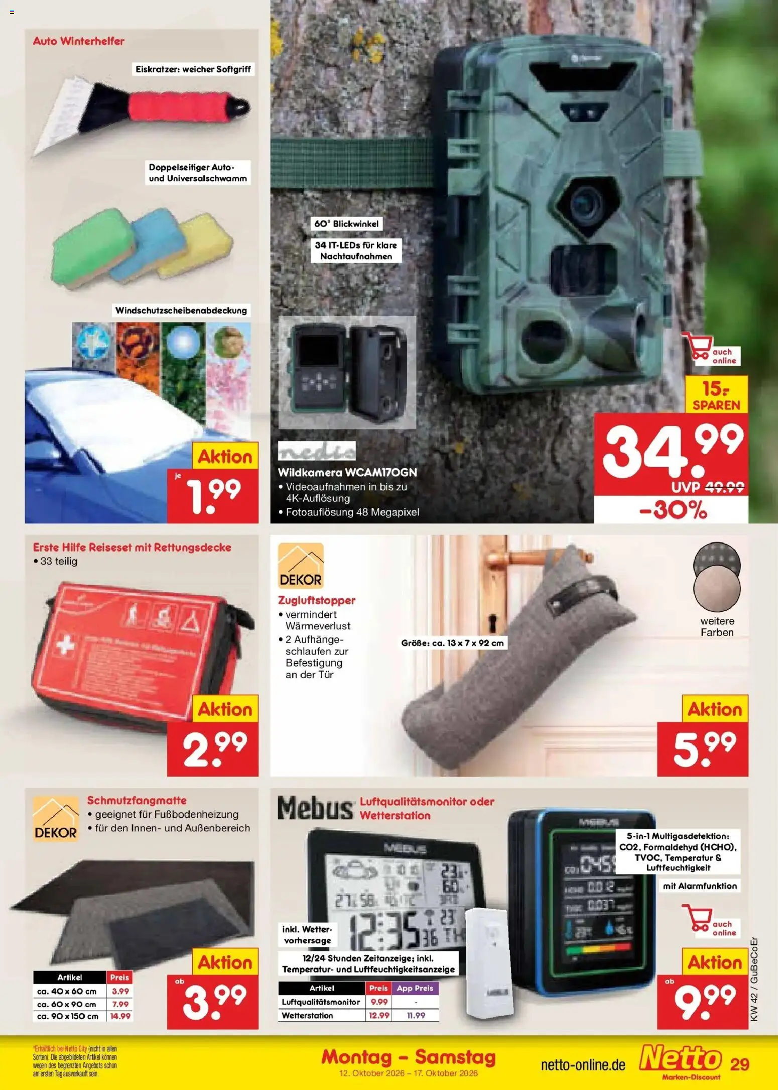 Netto Marken-Discount Prospekt Berlin-Prenzlauer Berg (ab 12.10.2026) » Angebote | Seite: 39 | Produkte: Wetterstation, Tür, Schmutzfangmatte