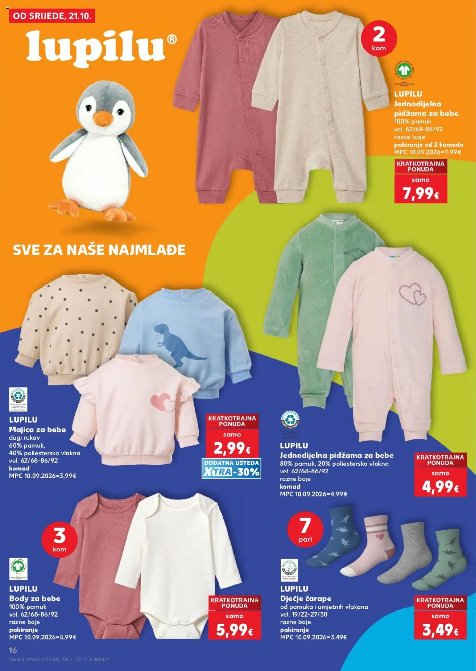 Kaufland HR akciós ujság - amely érvényes a következő dátumtól: 2026.10.21. | Oldal: 16 | Termékek: Body, Lupilu