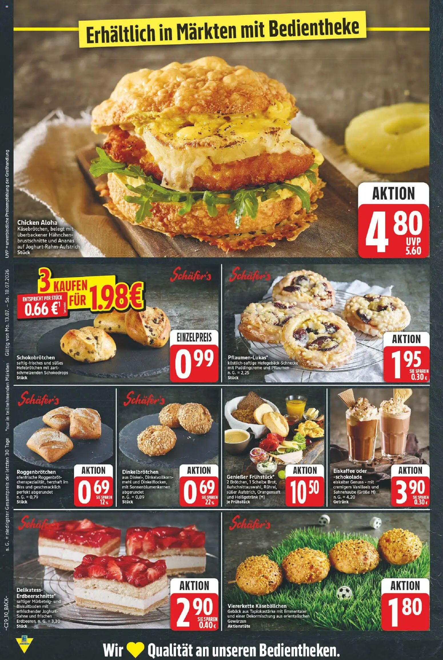 E center Prospekt – gültig ab 13.07.2026 | Seite: 10 | Produkte: Pflaumen, Mehl, Schokolade, Ofenfrische
