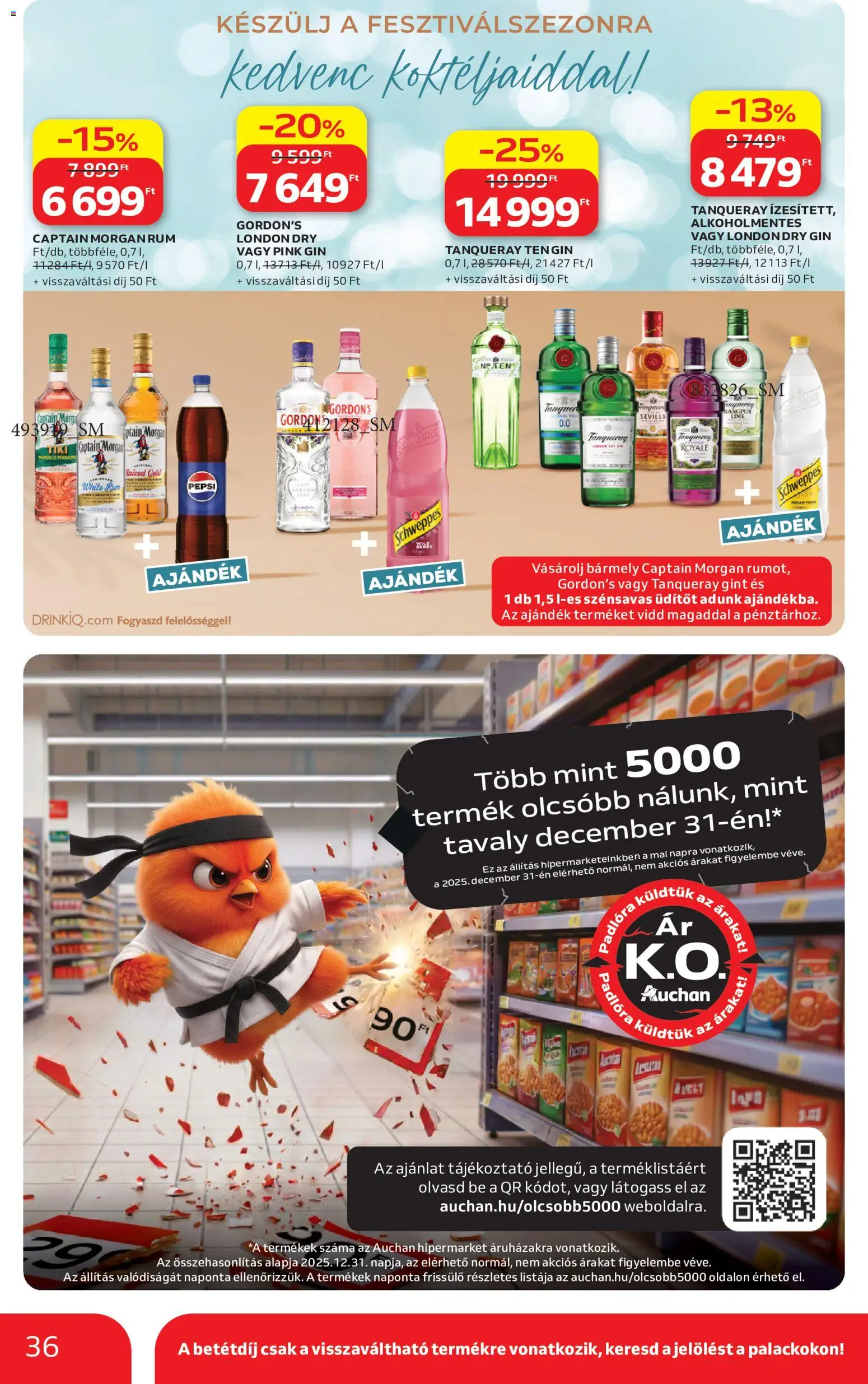 Auchan akciós ujság - amely érvényes a következő dátumtól: 2026.07.16. | Oldal: 36 | Termékek: Lime, Pepsi, Rum, Captain morgan