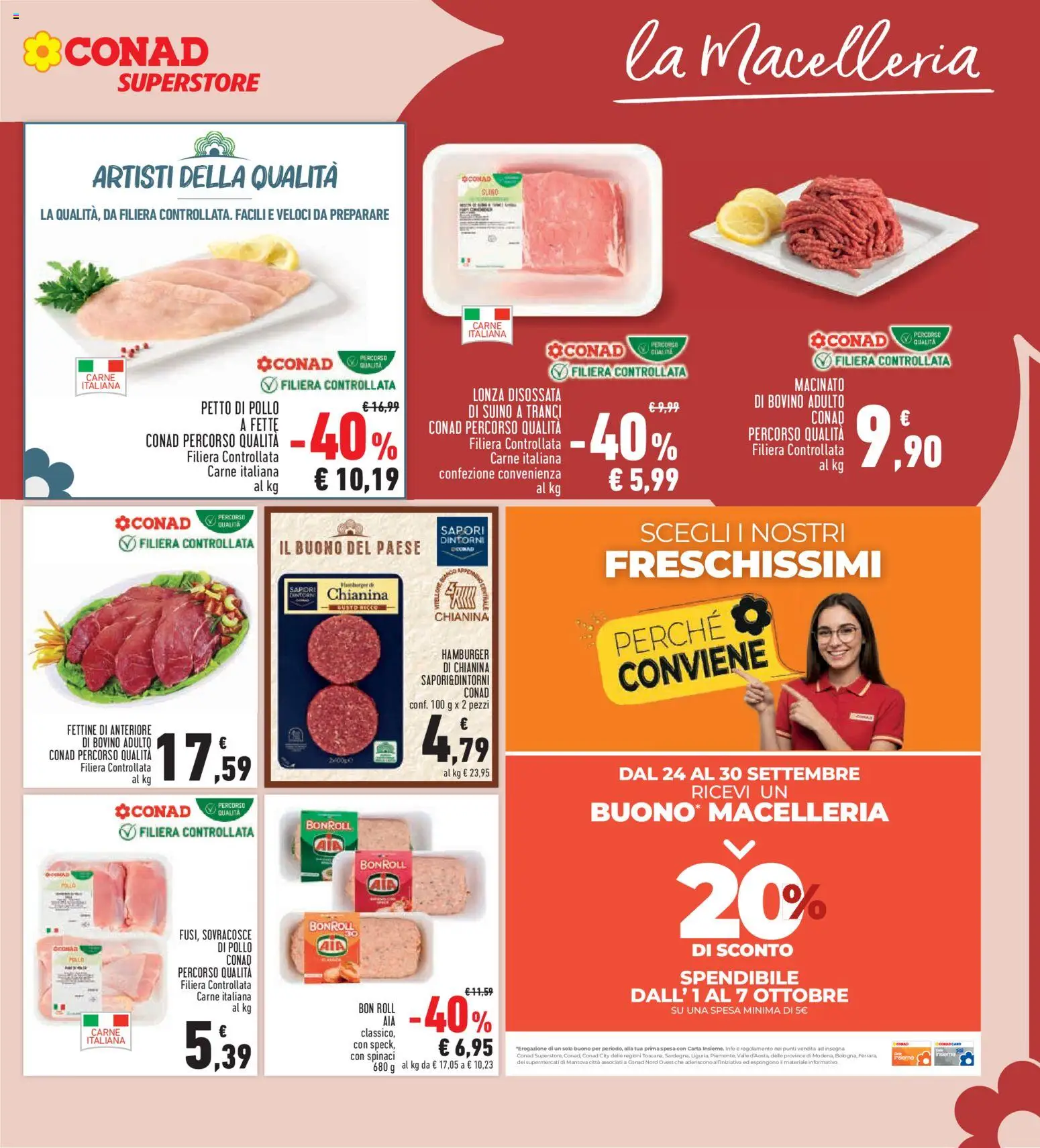 Volantino Conad del 24/09/2026 | Pagina: 9 | Prodotti: Pollo, Suino, Spinaci, Carne