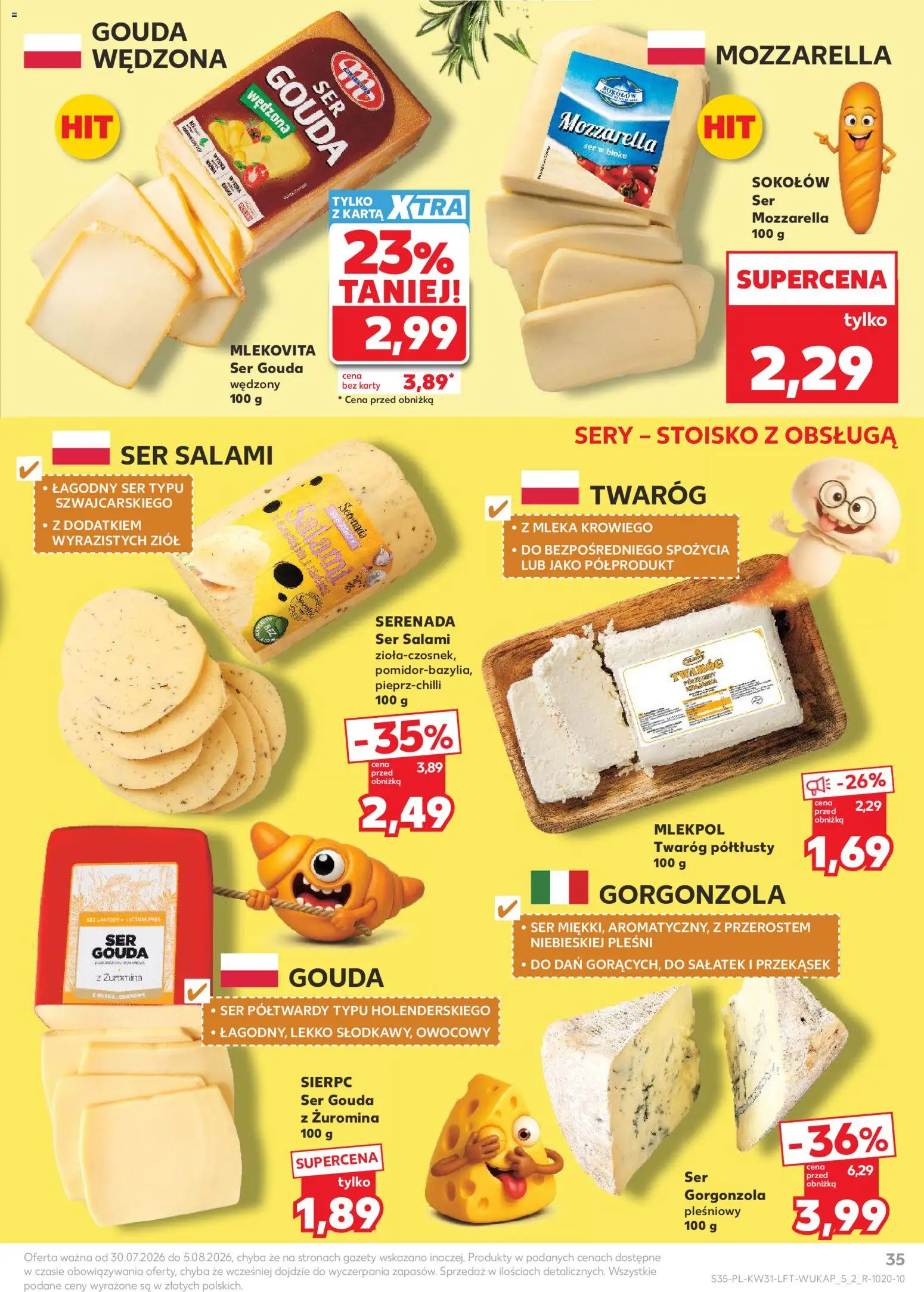 Kaufland gazetka od 30.07.2026 | Strona: 35 | Produkty: Karta, Twaróg półtłusty, Ser gorgonzola, Twaróg