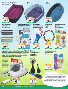 KTC Katalog široke potrošnje - Pregled kataloga iz trgovine KTC, vrijedi od 30.09.2026 | Stranica: 32 | Proizvodi: Krevet, Četka, Pijesak za mačke, Igračka