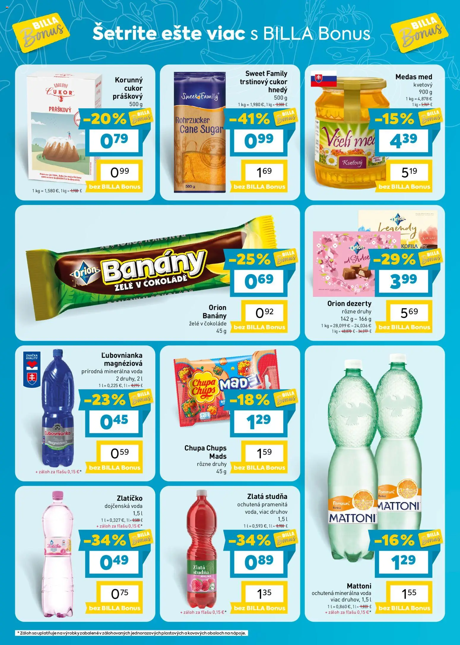 Nové Billa akcie – leták je platný od 16.09.2026 | Strana: 6 | Produkty: Banány, Cukor, Voda, Minerálna voda