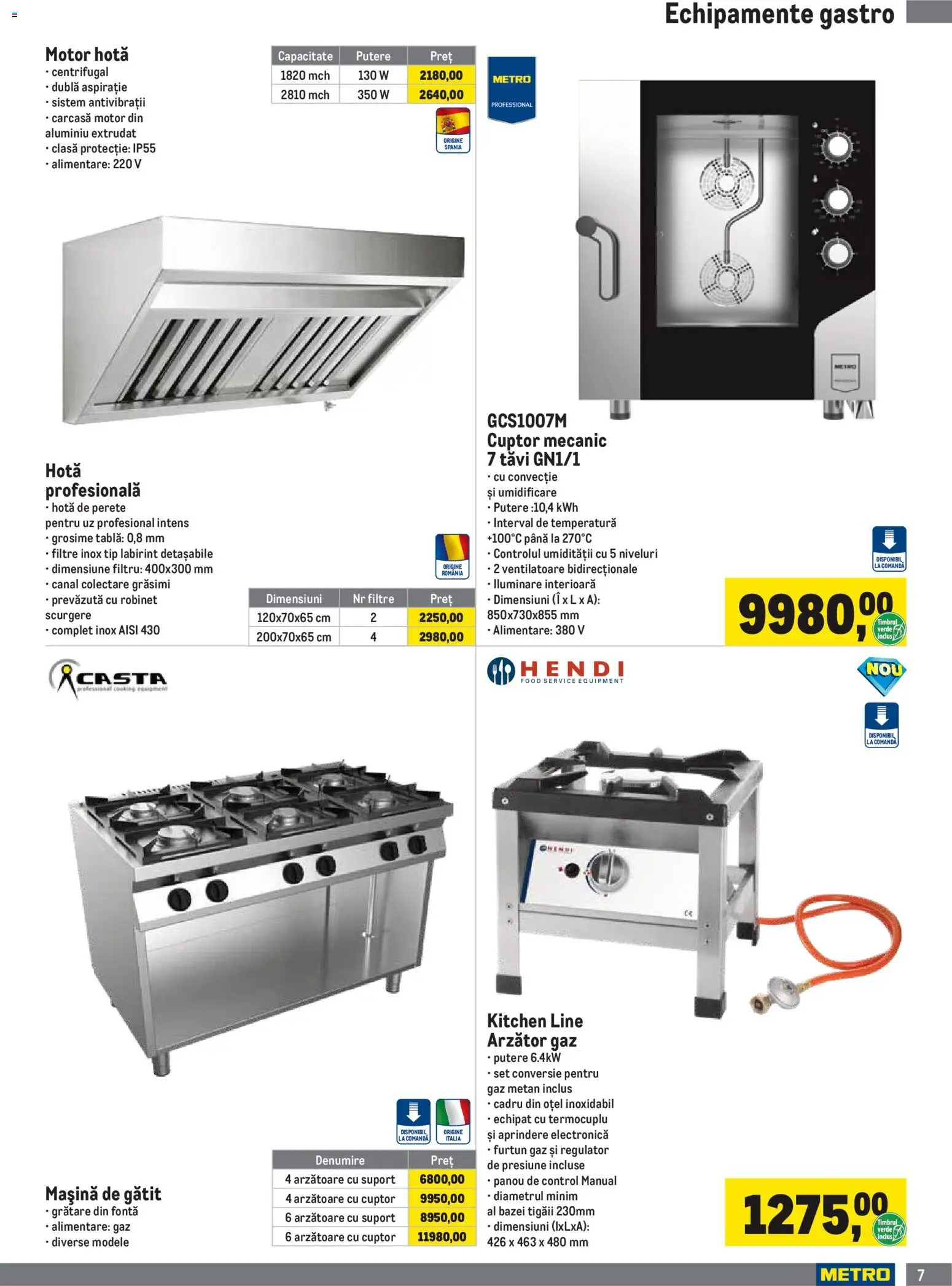 Noul catalog Metro – valabil de la 01.10.2026 | Pagină: 7 | Produse: Hotă, Gastro, Cuptor, Suport