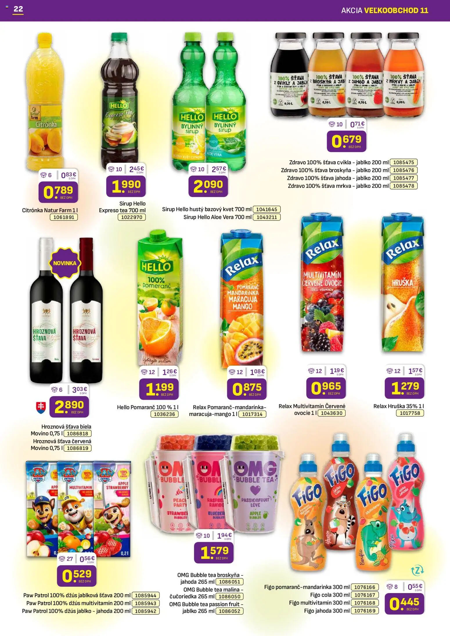 Nové Libex akcie – leták je platný od 01.06.2026 | Strana: 22 | Produkty: Džús, Mrkva, Mango, Ovocie