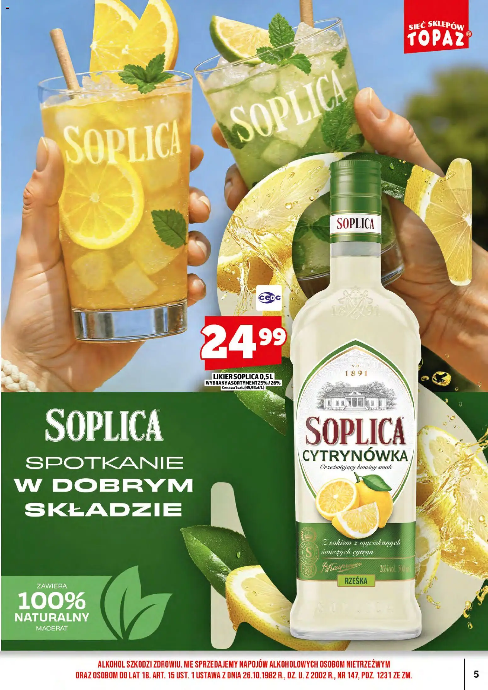 Topaz gazetka alkoholowa od 17.08.2026 | Strona: 7 | Produkty: Soplica, Alkohol